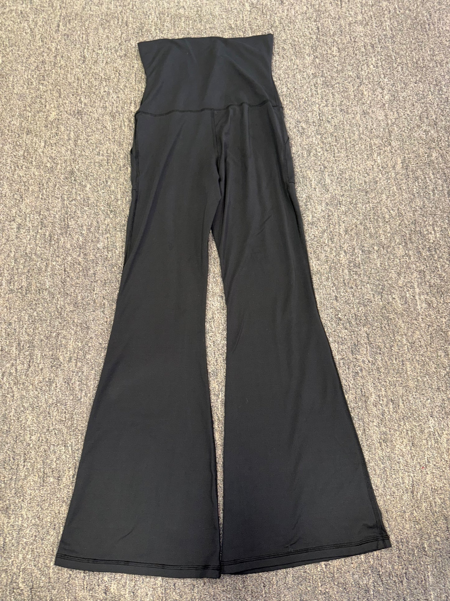 aerie (Medium) Black Foldover Hugger High Rise Flare Leggings with Pockets
