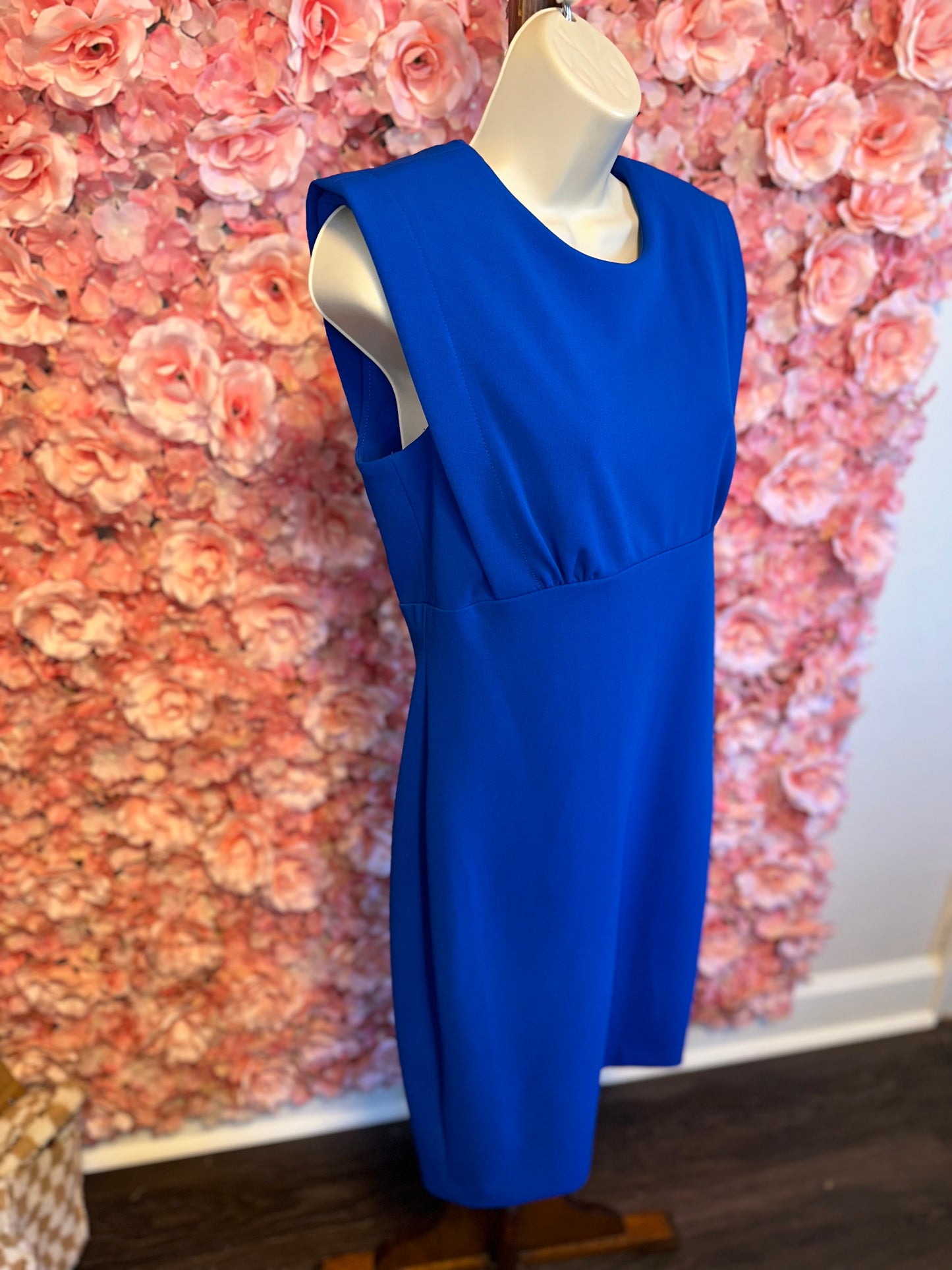 NWT Calvin Klein (8) Brand New Blue Formal Padded Shoulder Midi Dress