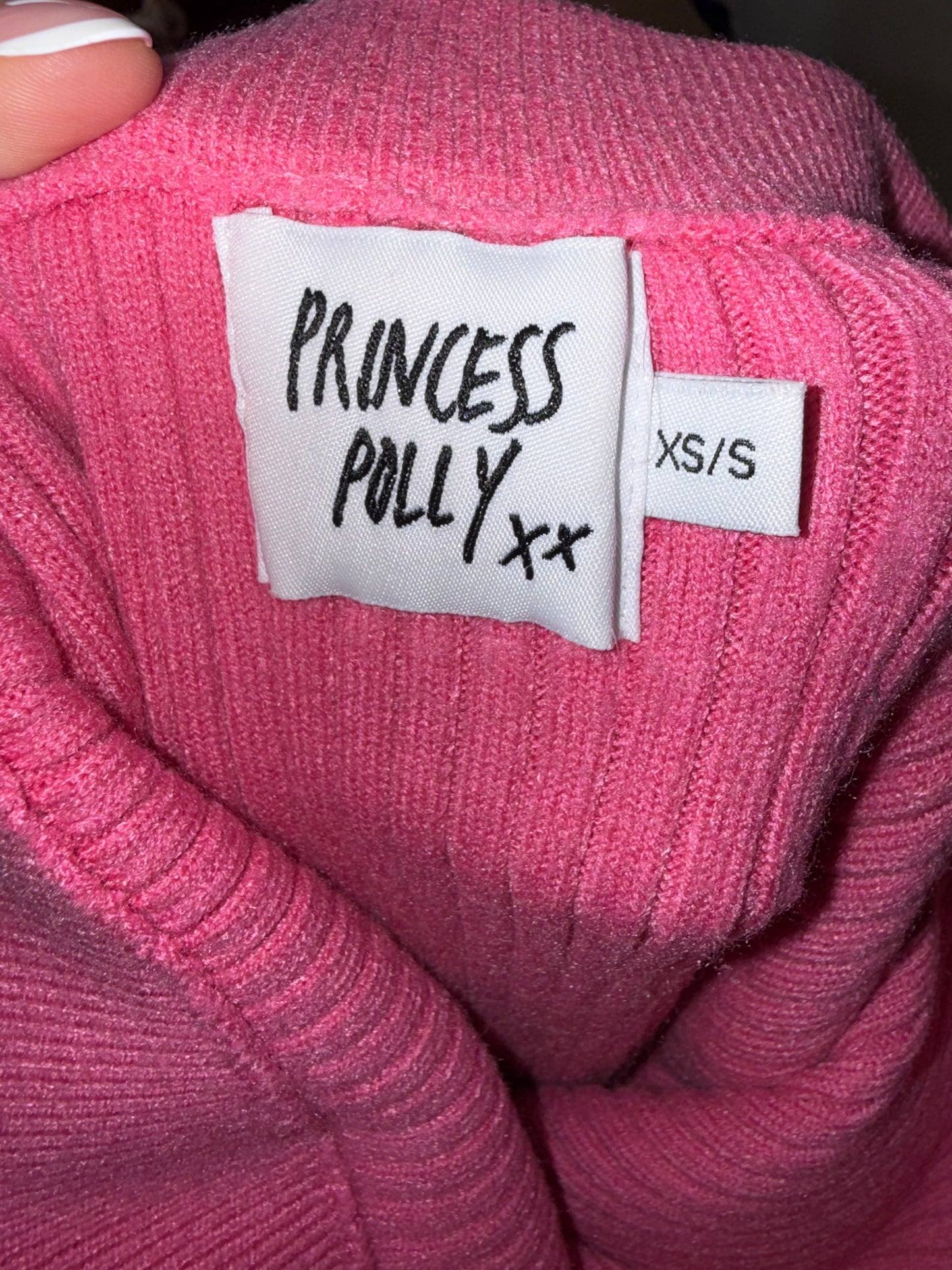 Princess Polly (XS/S) Hot Pink Ribbed Maxi Skirt with Slit