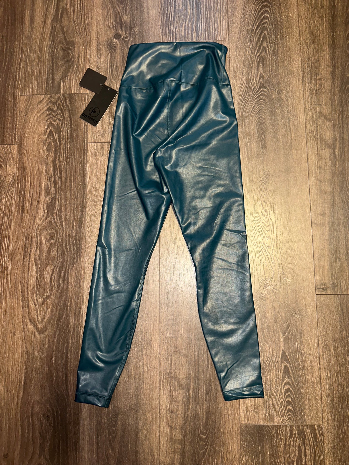 NWT 90 Degree (XS) Brand New Teal High Rise Faux Leather Leggings