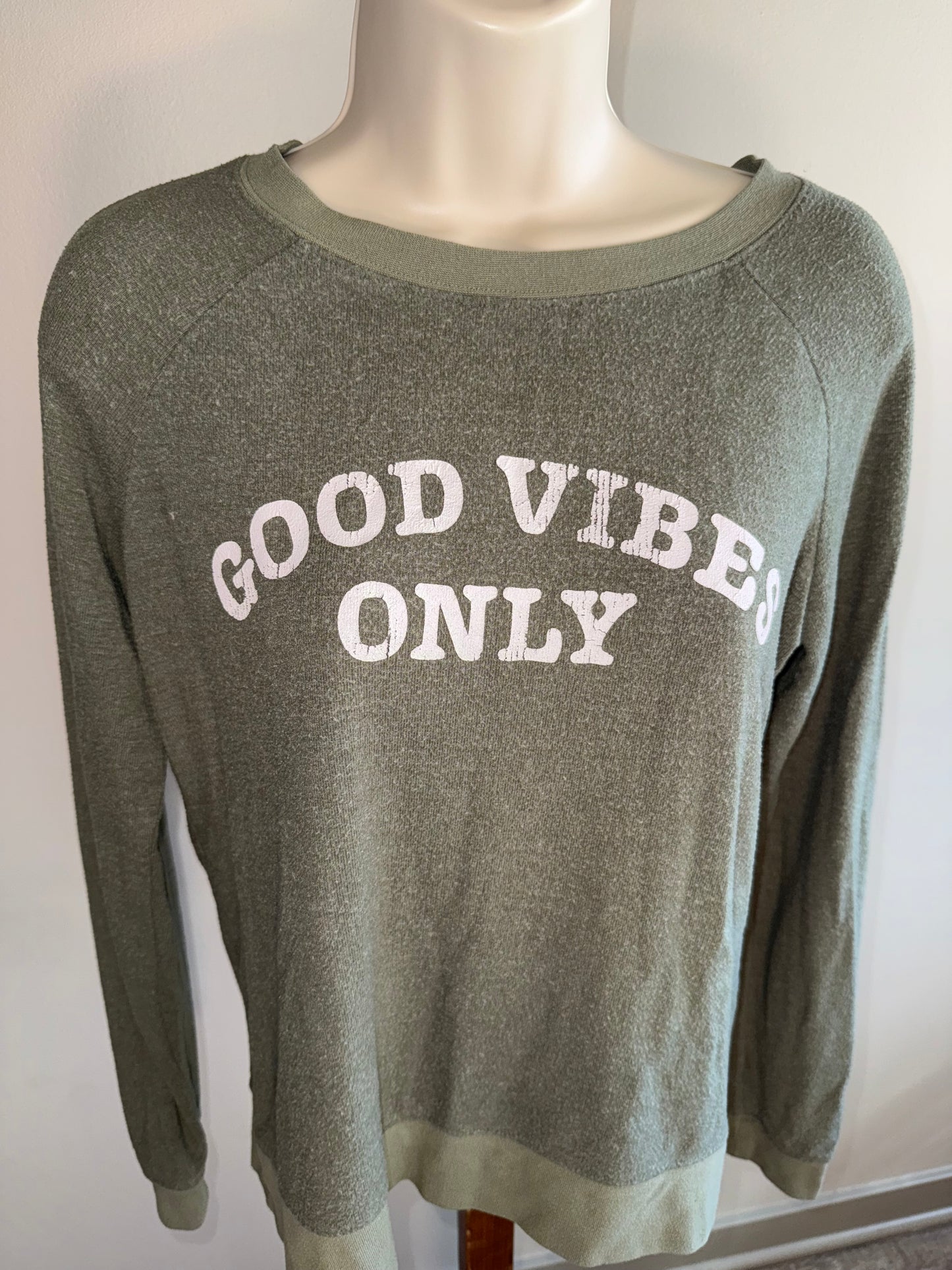 Grayson Threads (XS) 'Good Vibes Only' Green Crewneck Sweatshirt