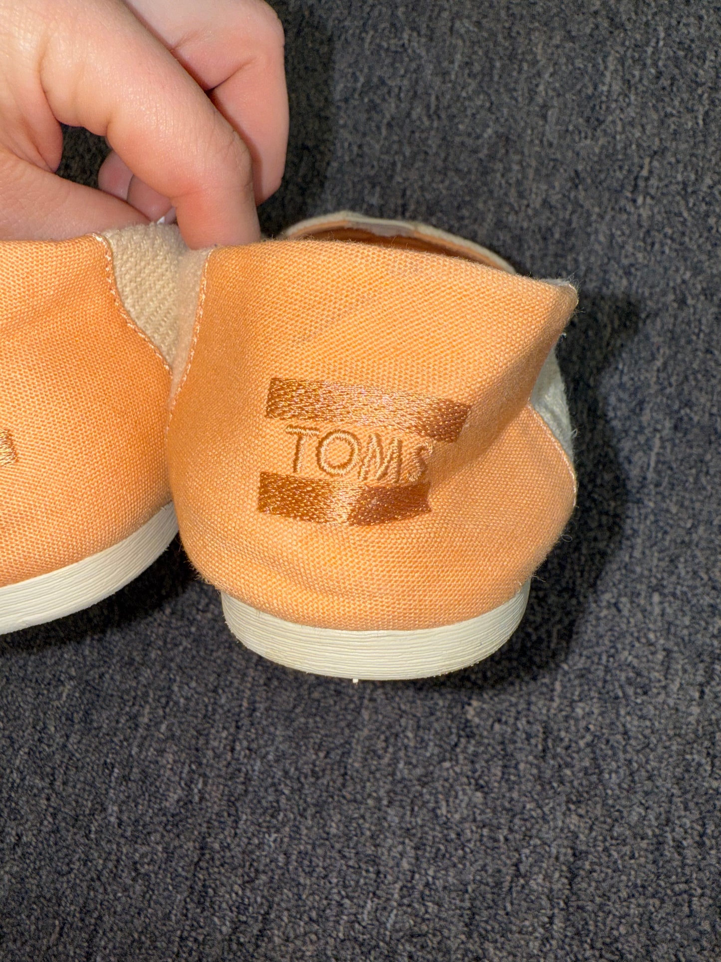 Toms (8.5) Orange Pattern Embroidered Slip On Canvas Shoes