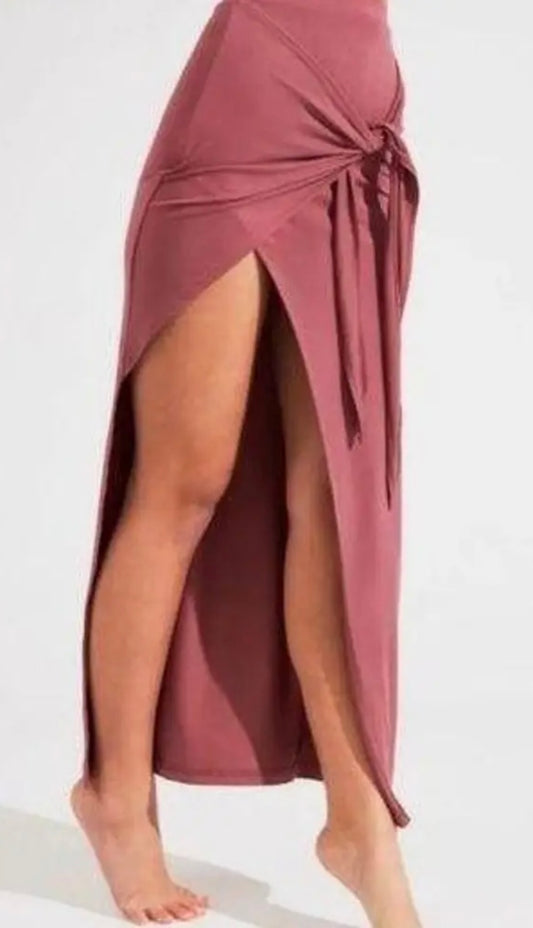 Buff Bunny (XXL) White Tied Maxi Skirt with Large Open Slit