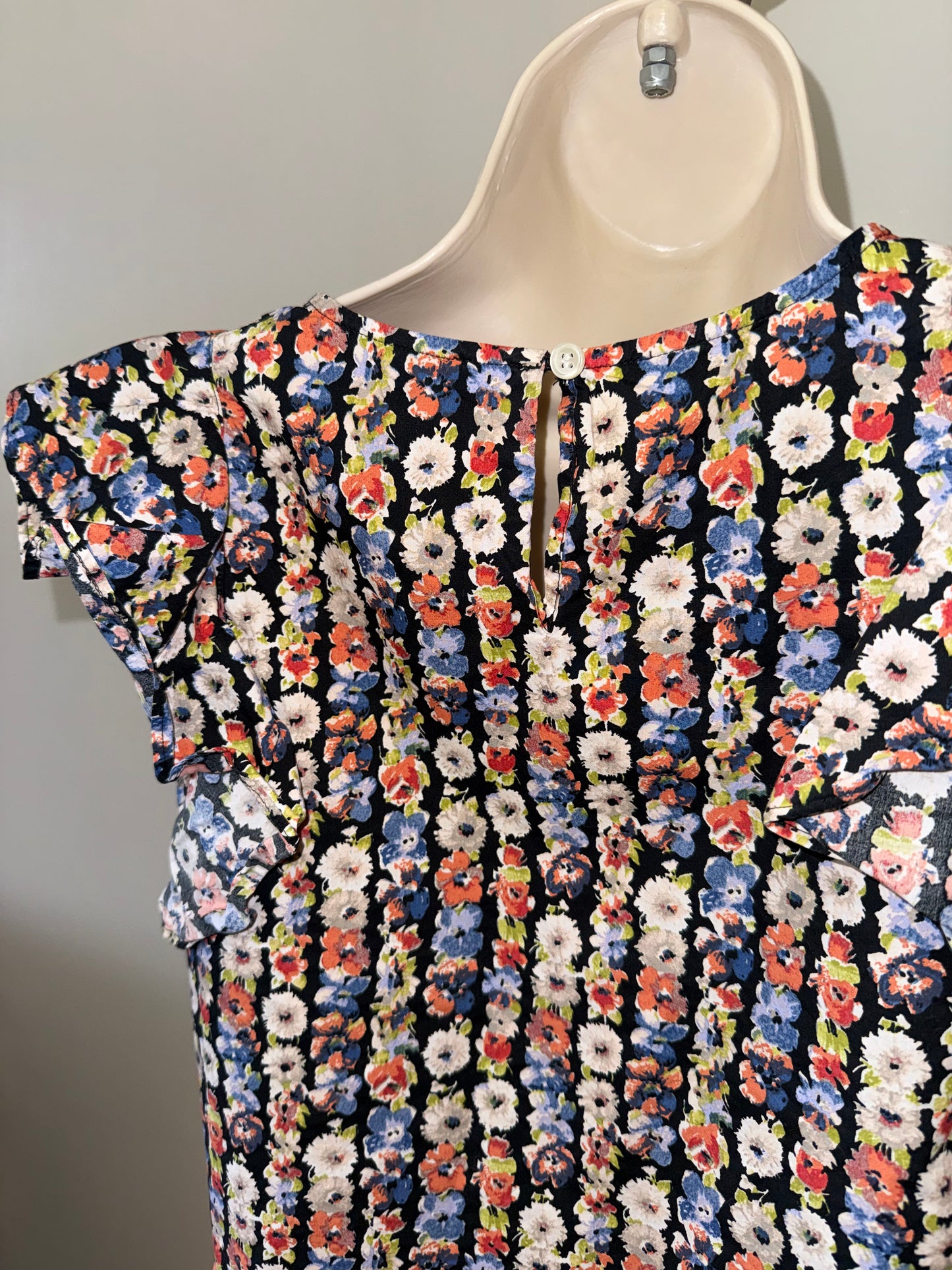 Mercantile By J. Crew (0) Colorful Lightweight Blouse with Ruffled Sleeves