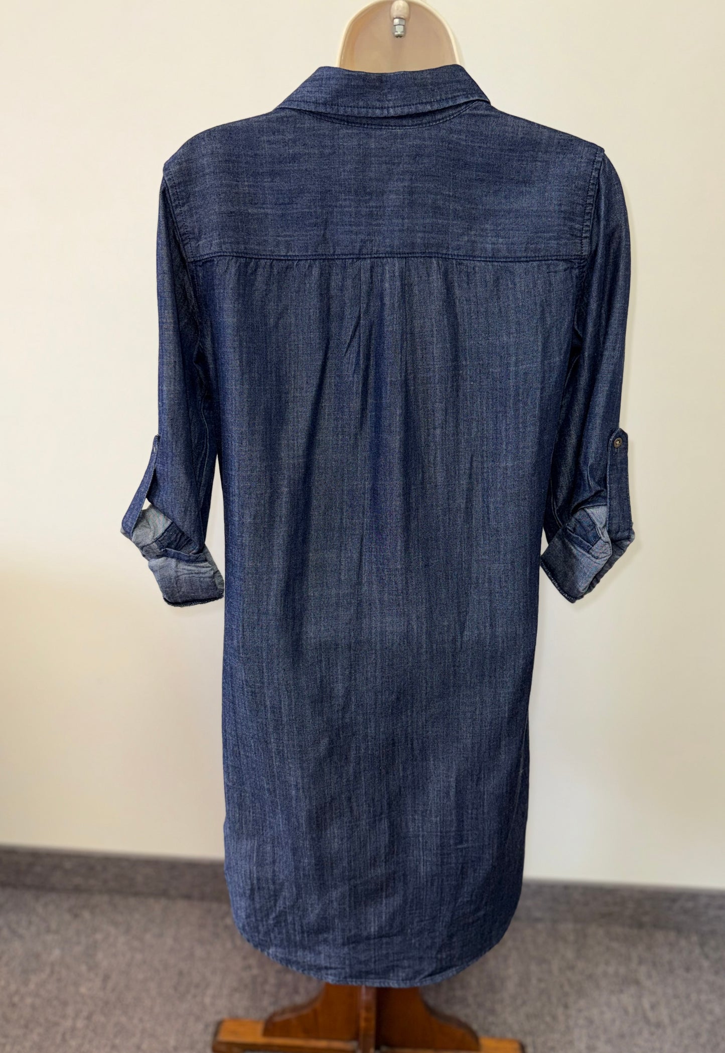 Banana Republic (0) Blue Button Up ¾ Sleeve Midi Dress