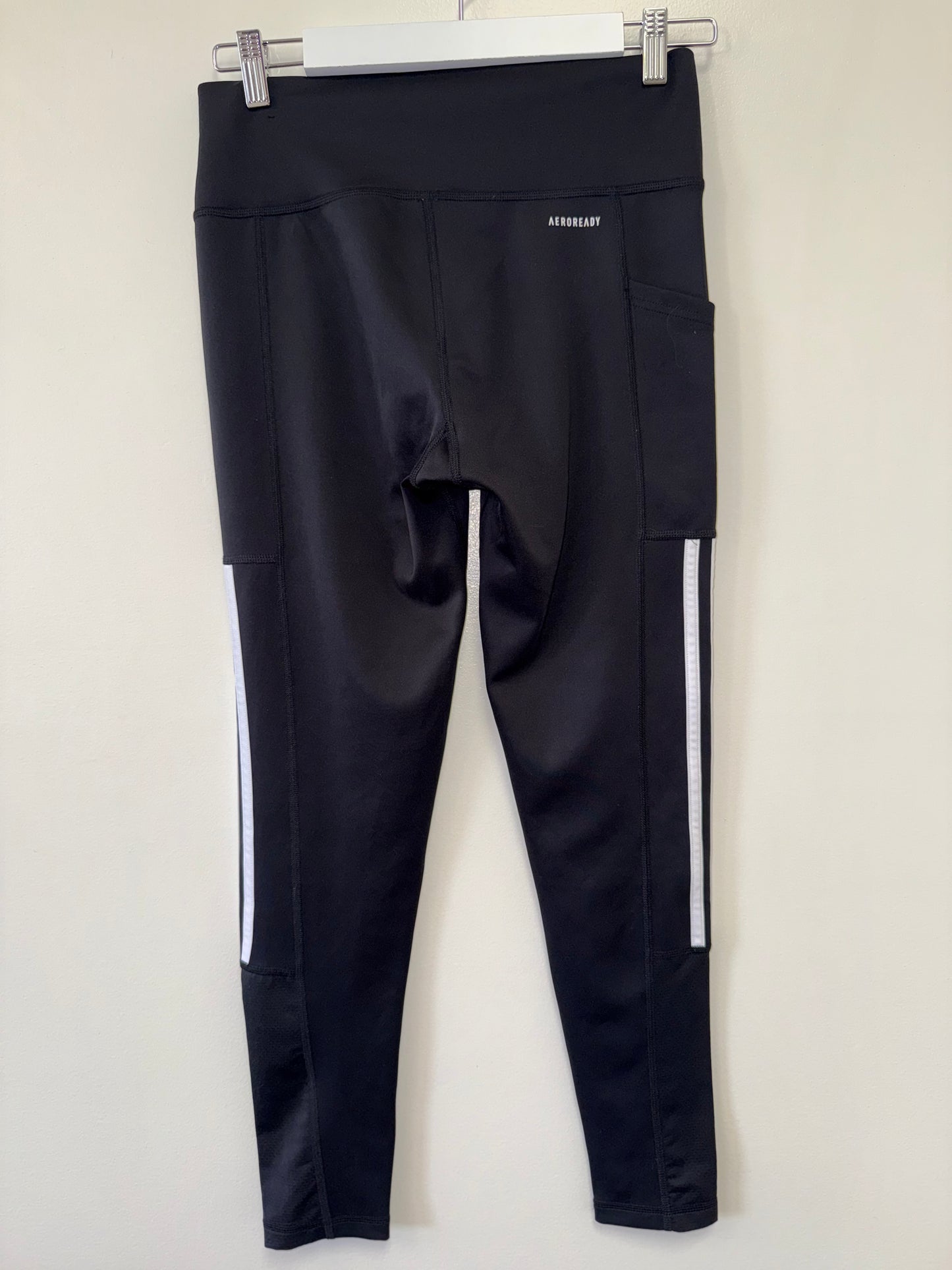 Adidas (Medium) Black//White Leggings with Side Slip Pocket