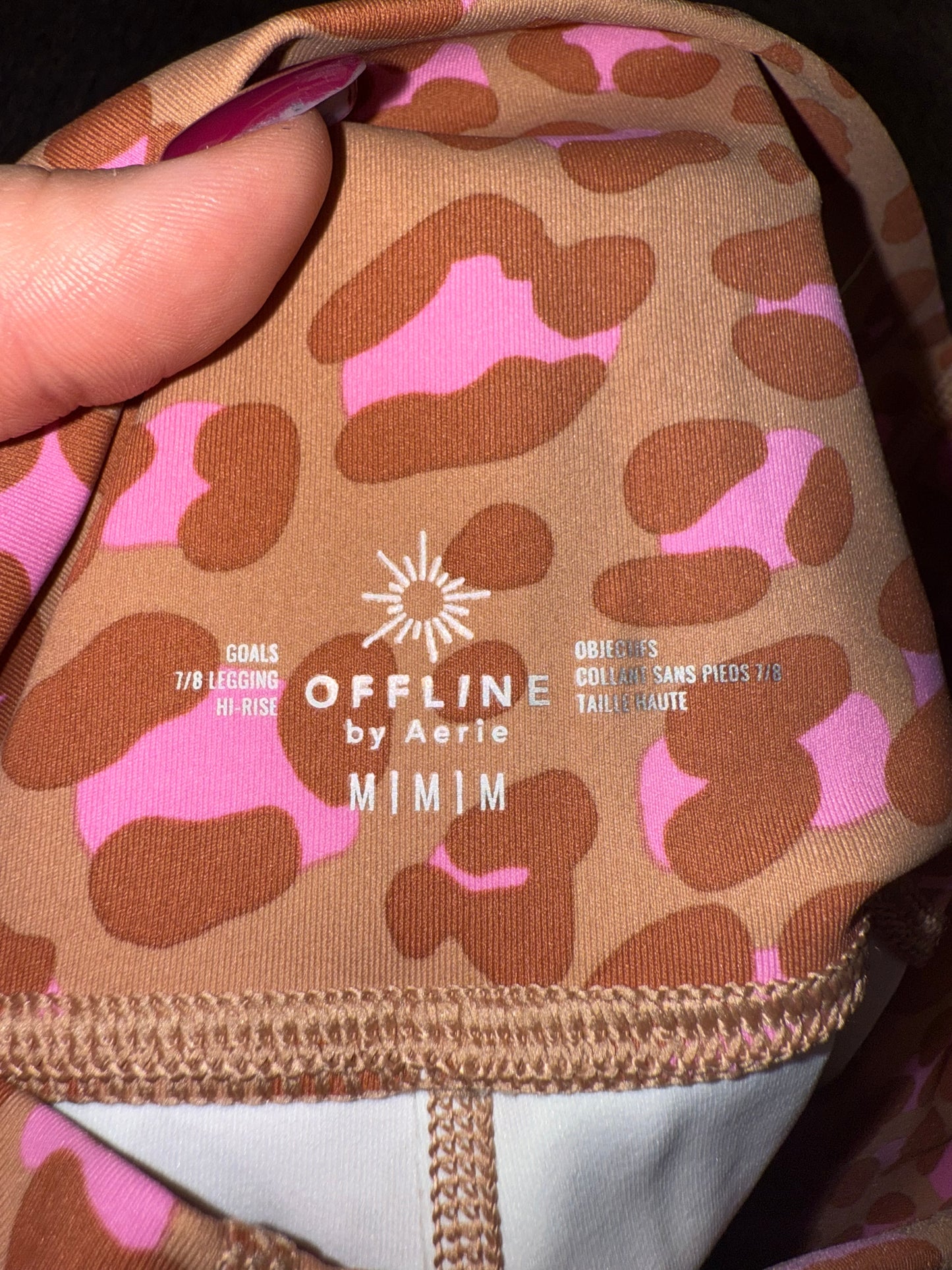 aerie (Medium) Brown//Pink Goals High Rise Cheetah Print 7/8 Leggings