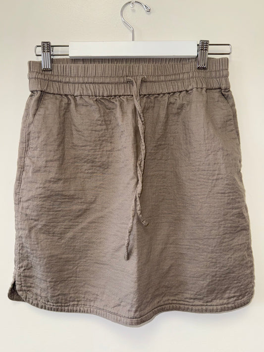 LOFT (Small) Tan Stretchy Drawstring Waistband Skirt with Pockets