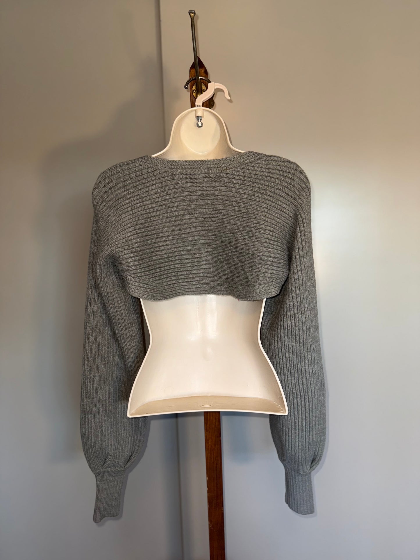 NWT HYFVE (Small) Brand New Grey Shrug Shoulder Sweater Cardigan