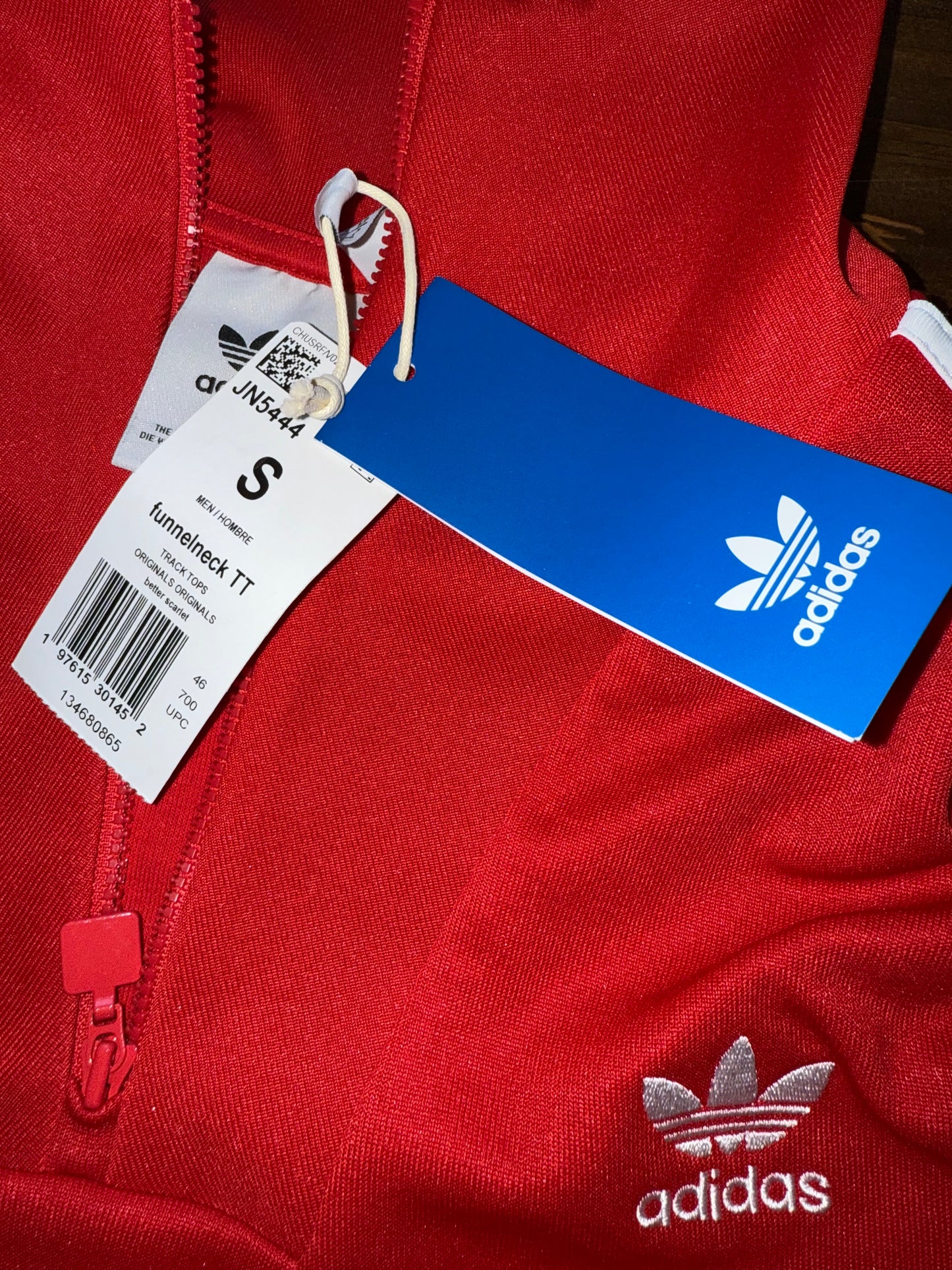 NWT Adidas (Small) Brand New Red 3/4 Zip Up High Neck Track Top Sweatshirt