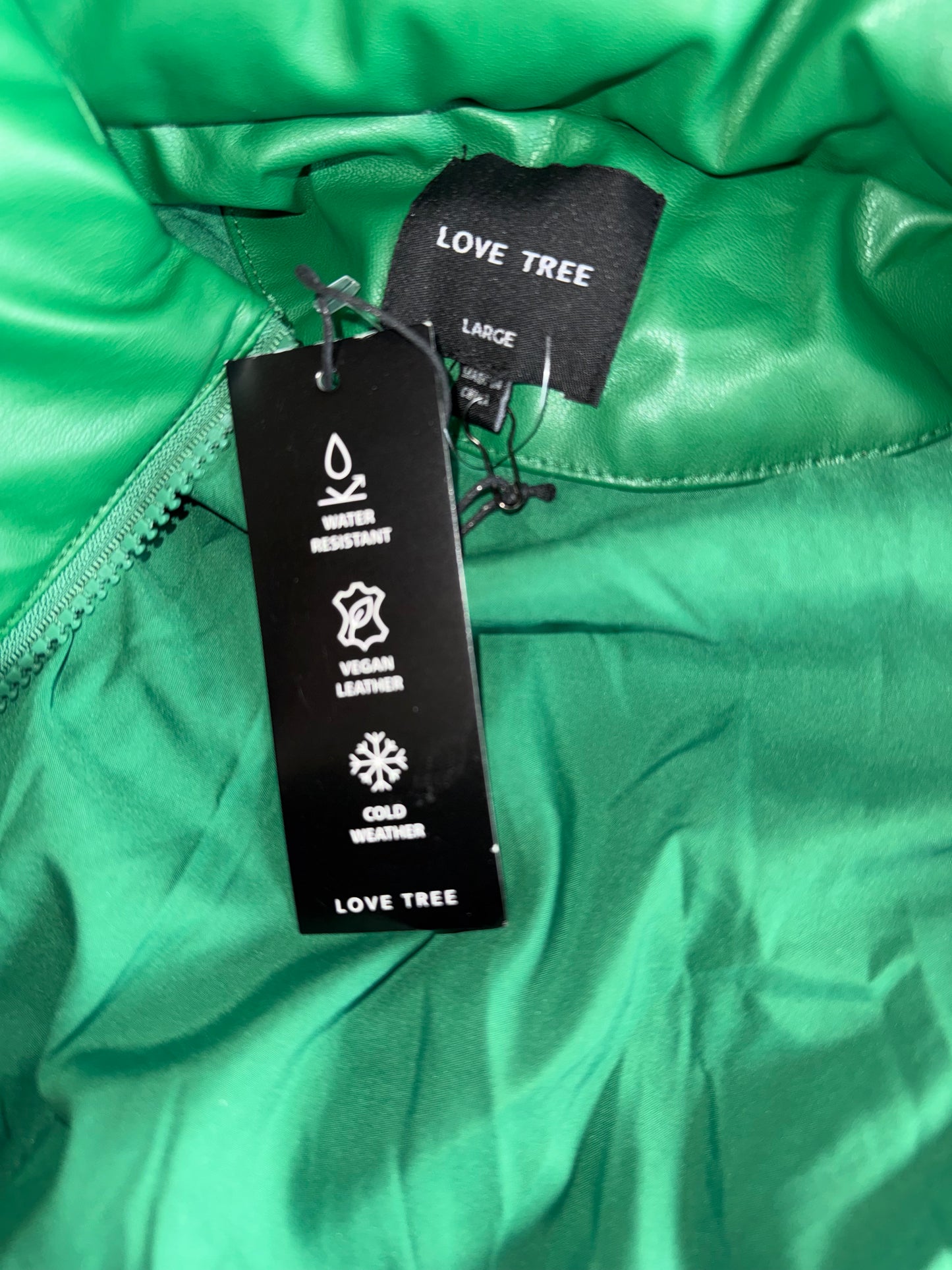 NWT Love Tree (Large) Brand New Green Vegan Leather Cropped Vest