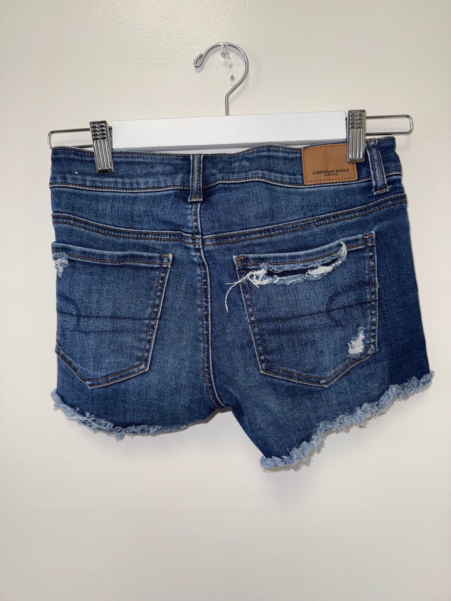 American Eagle (2) Distressed Denim Midi Jean Shorts with Next Level Stretch X