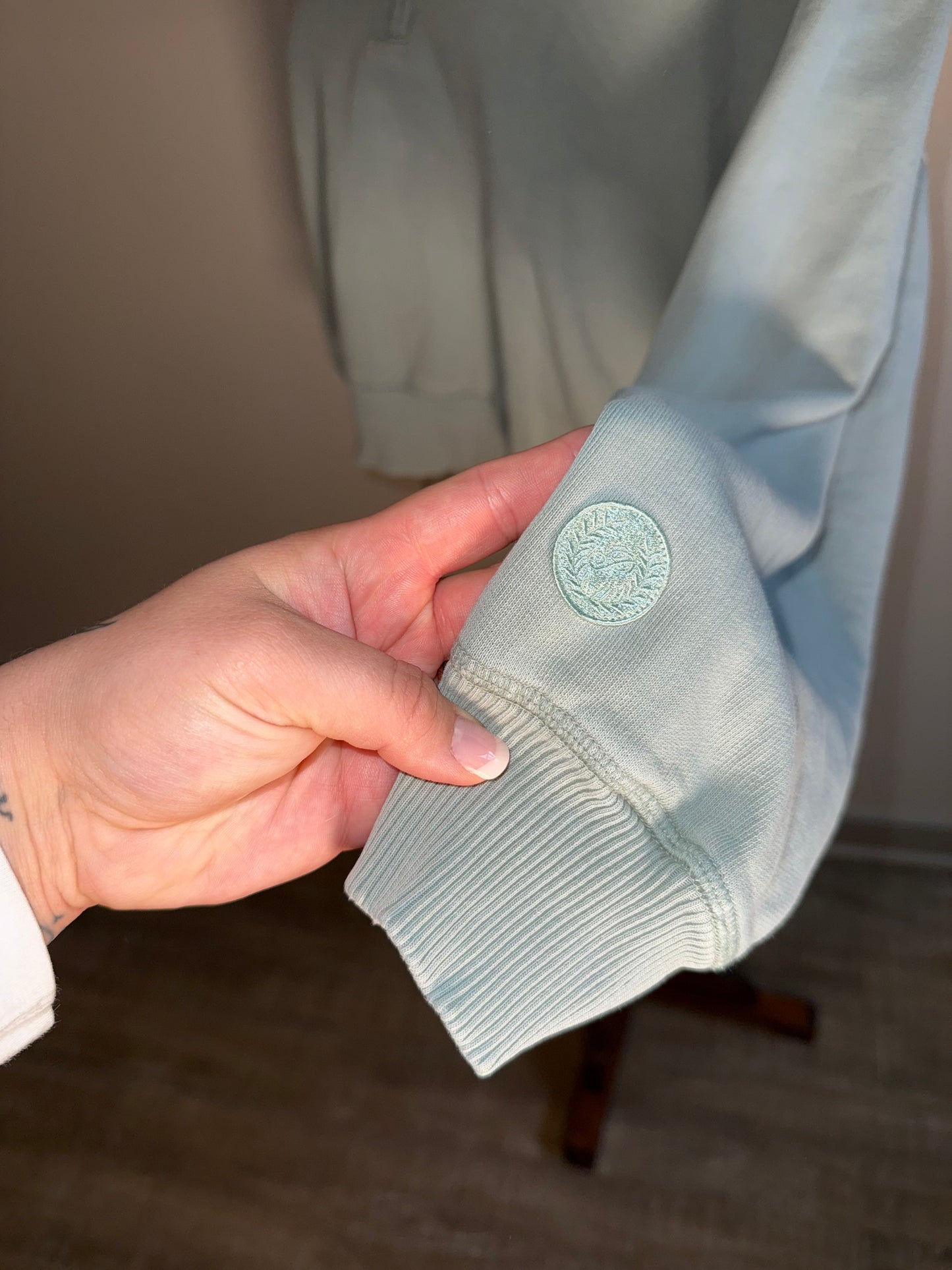 PINK Victoria's Secret (Small) Light Blue 3/4 Zip Up Cropped Sweatshirt