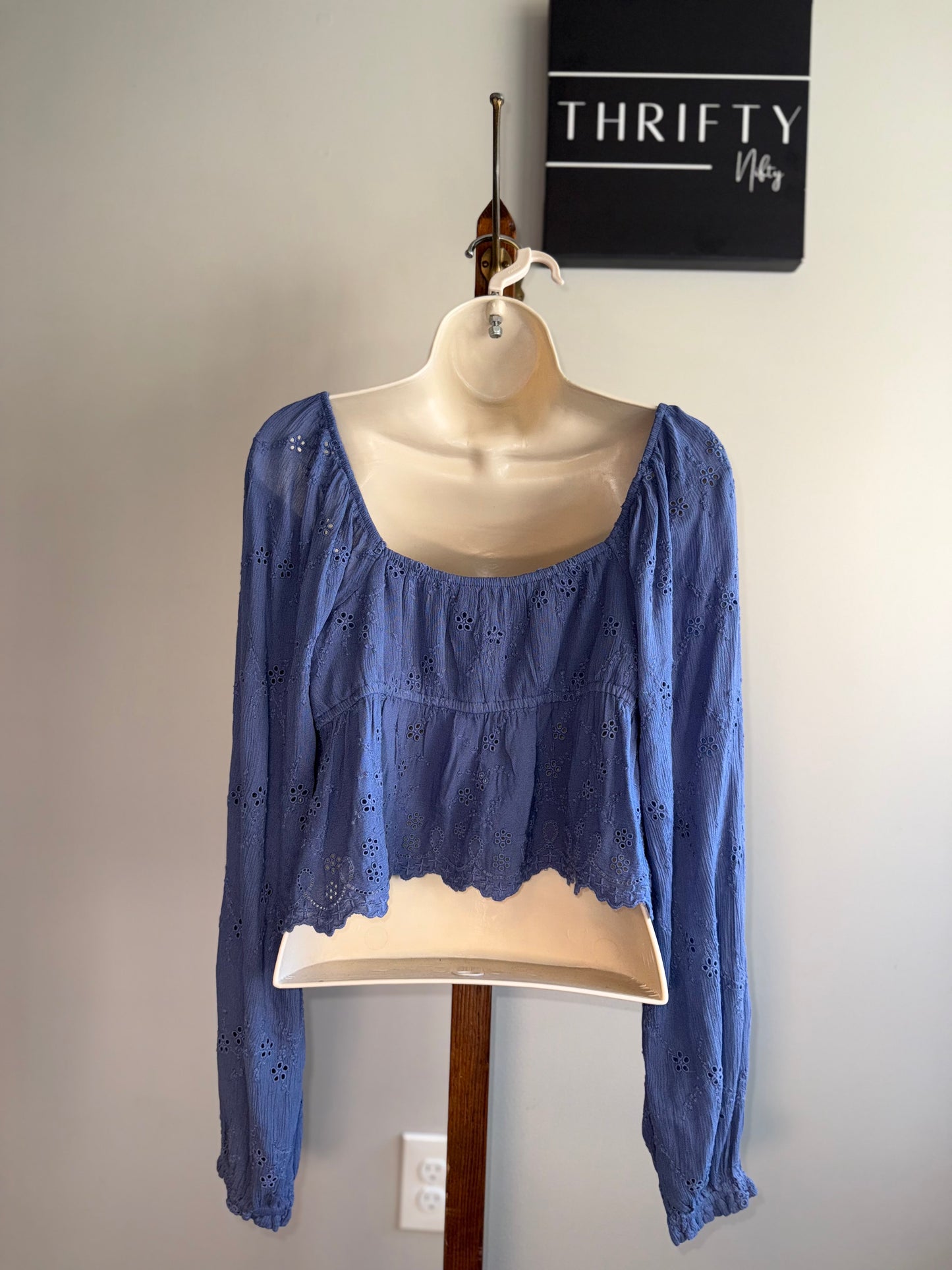 NWT Hollister (Medium) Brand New Blue Cropped Blouse