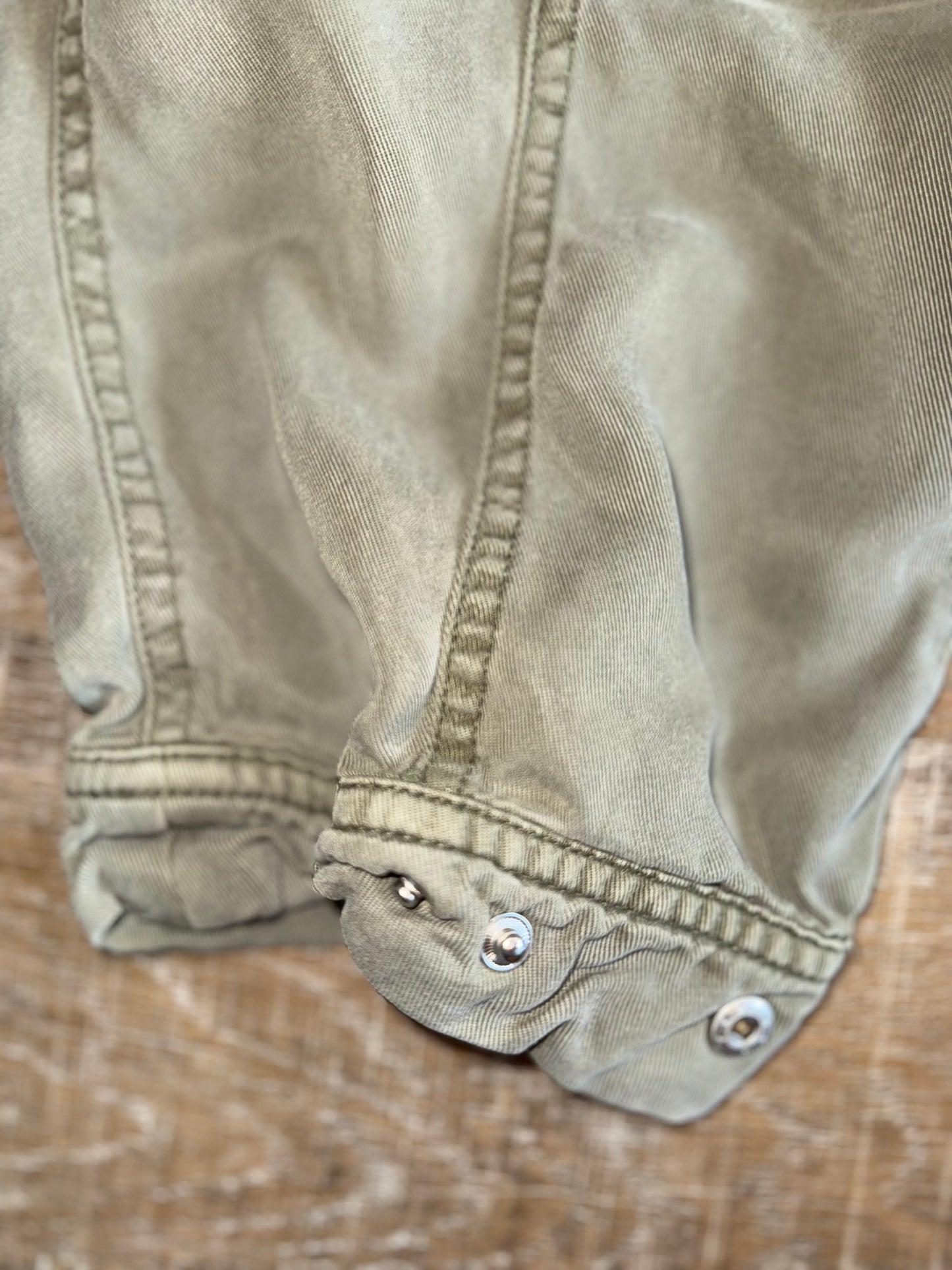 Urban Outfitters (2) Green Cargo Wide Leg Pants with Adjustable Button Ankle