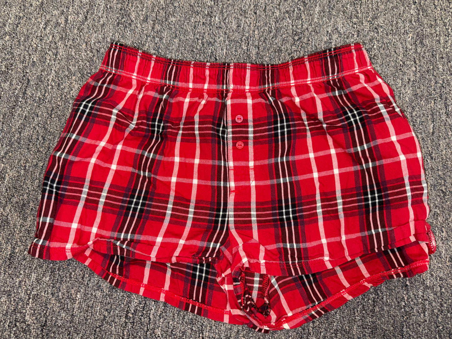 PINK Victoria's Secret (XS) Red Plaid Lounge Shorts with Gold 'PINK' Butt