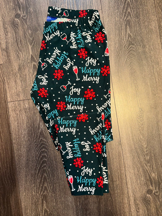 Apt. 9 (Large) Green Christmas Wine Pattern Pj Legging Bottoms