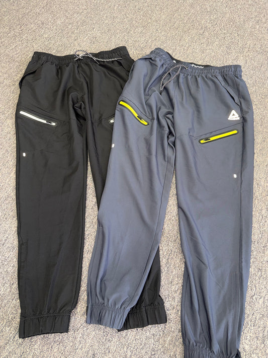 Reebok (Large) Black/Grey Polyester Jogger Sweatpants with Zipped Ankles BUNDLE