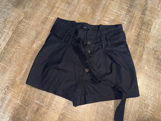 Abercrombie & Fitch (Small) Black Button Up Shorts with Tied Waist