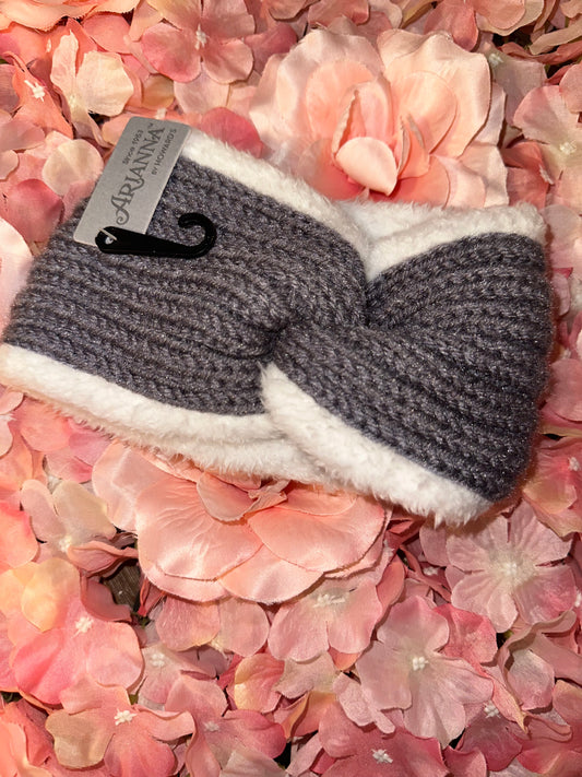 NWT Arianna (OS) Brand New Grey//White Knit Headband