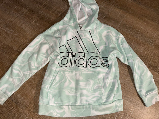 adidas (Medium (10-12)) Blue//White Swirl Pattern Kids Hoodie