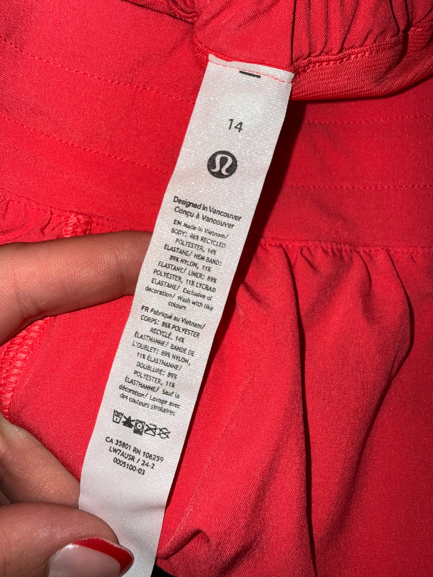 Lululemon (14) Hot Pink Hotty Hot Low Rise Shorts