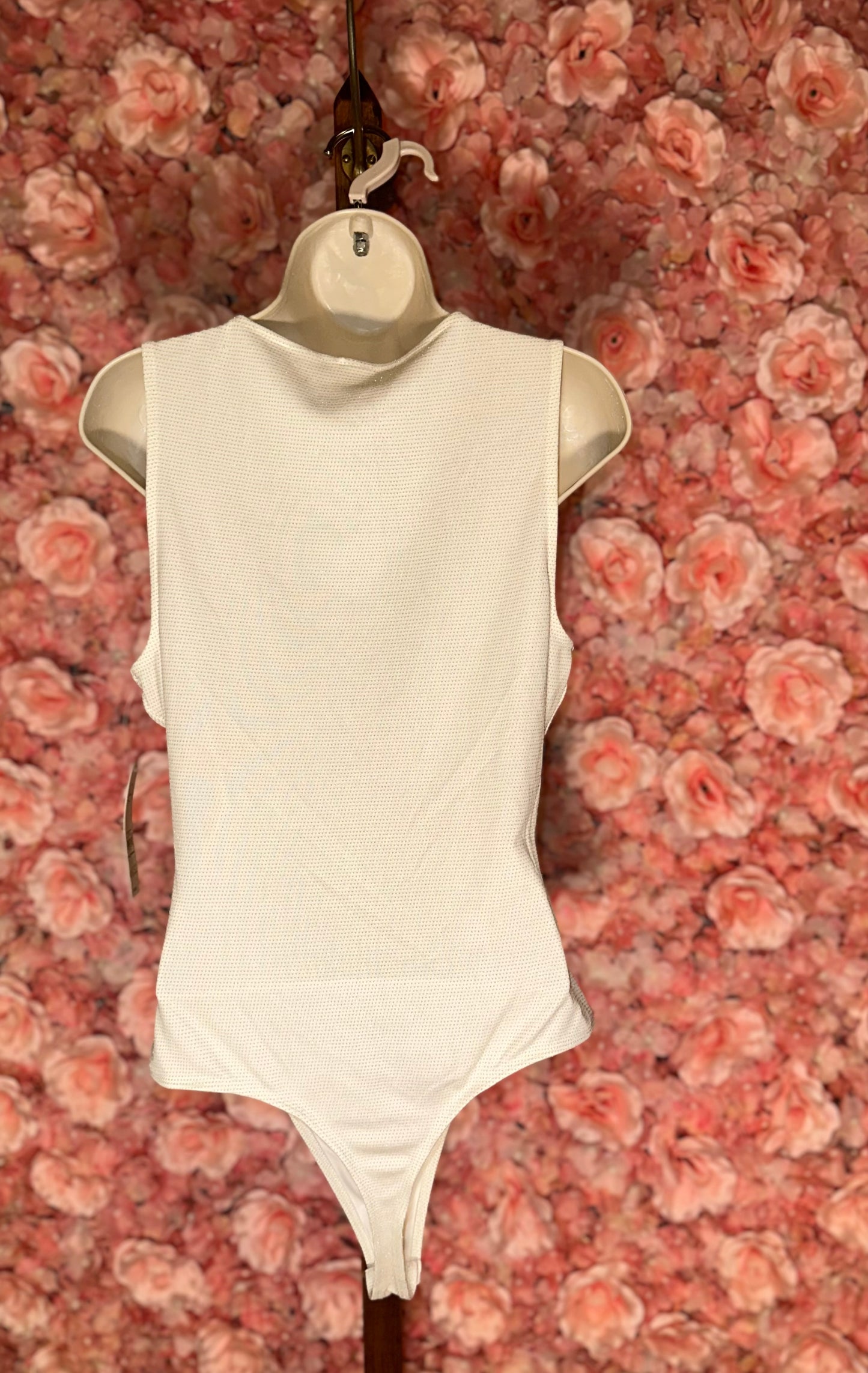 NWT No Boundaries (Large) Brand New Off White Square Neck Bodysuit with Jewels