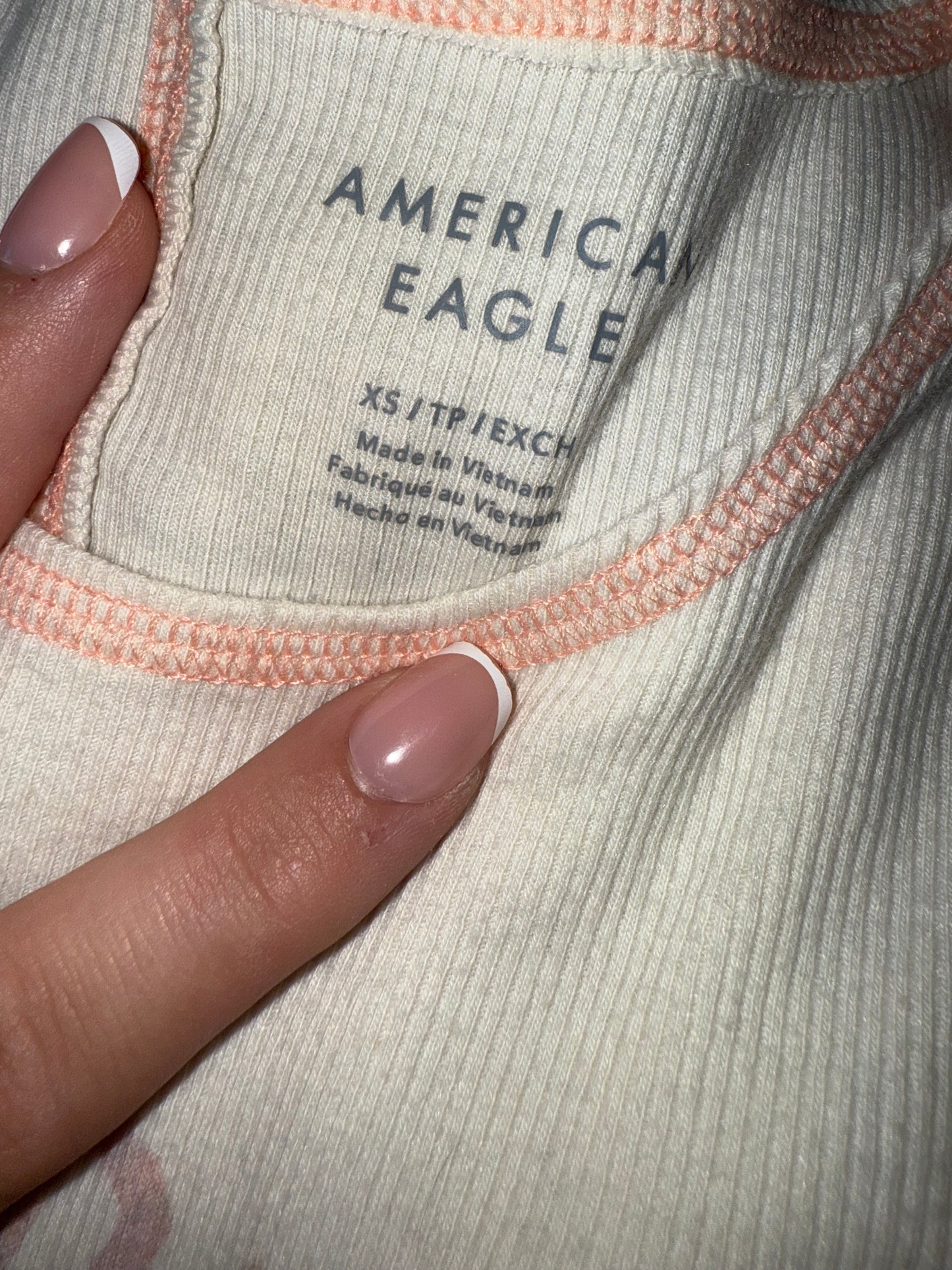 American Eagle (XS) Ribbed Lightweight Cropped Graphic Tank Top