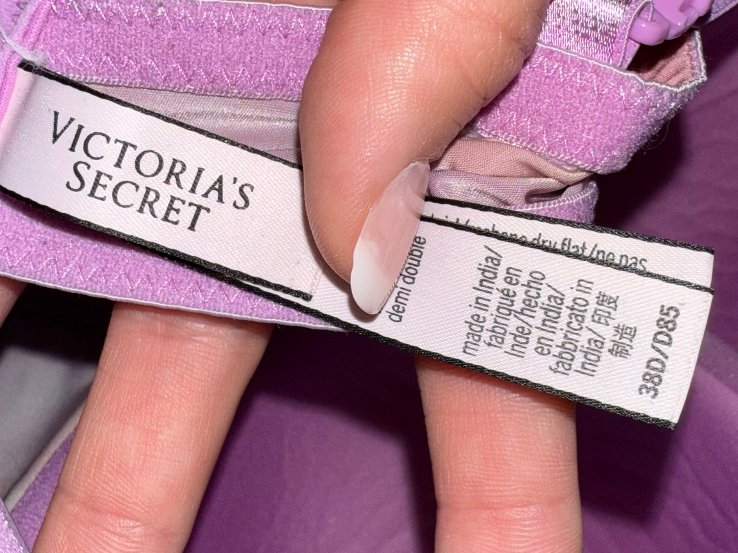 Victoria's Secret (38D) Pink//Purple Tie Dye Lined Demi Bra