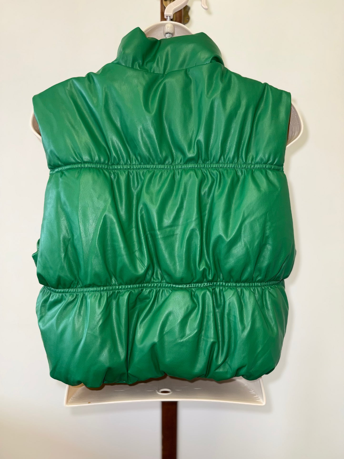 NWT Love Tree (Large) Brand New Green Vegan Leather Cropped Vest