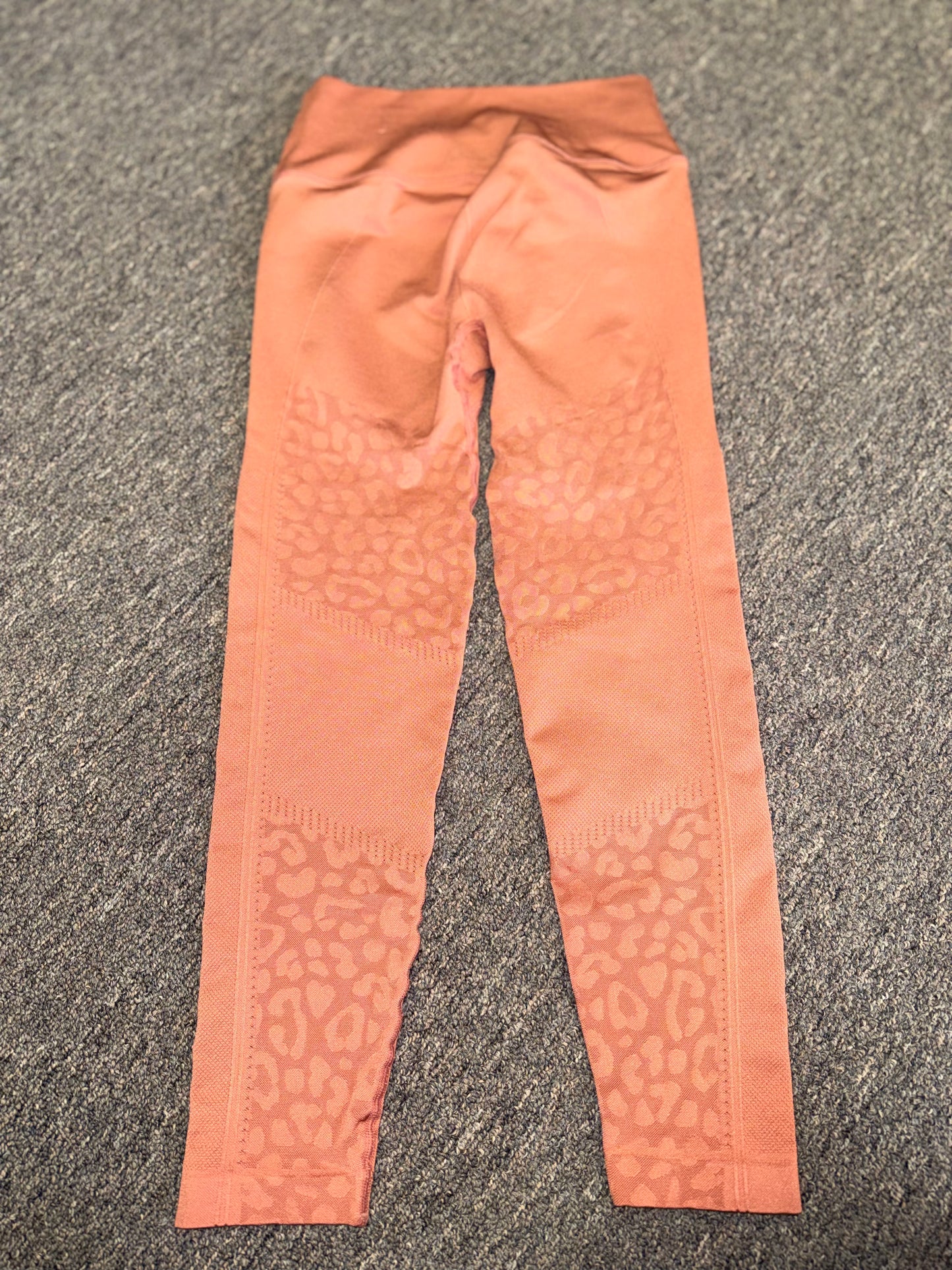 Victoria's Secret (Small) Orange Cropped Seamless Leggings with Cheetah Print