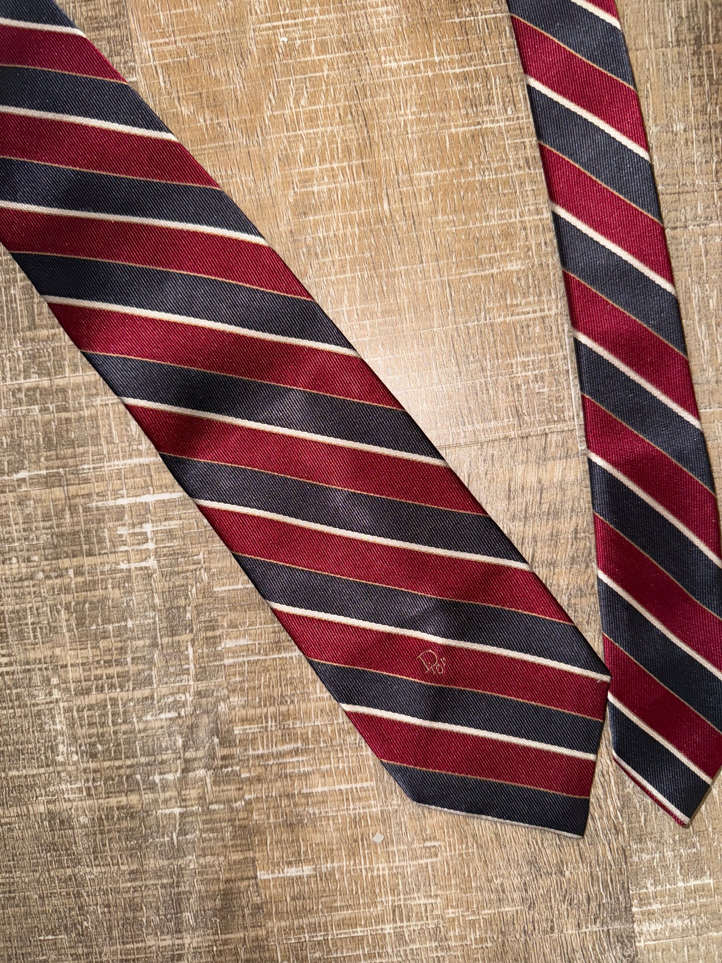 Christian Dior Red and Blue Striped Tie