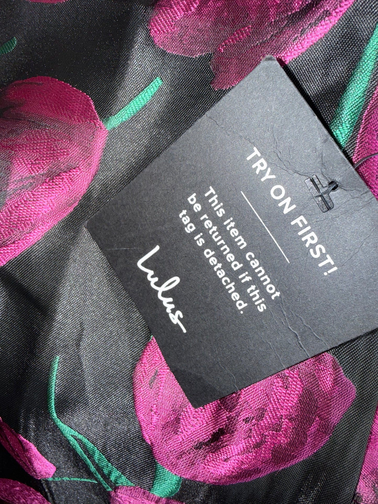 NWT Lululs (Large) Brand New Black and Purple Floral Formal Midi Dress