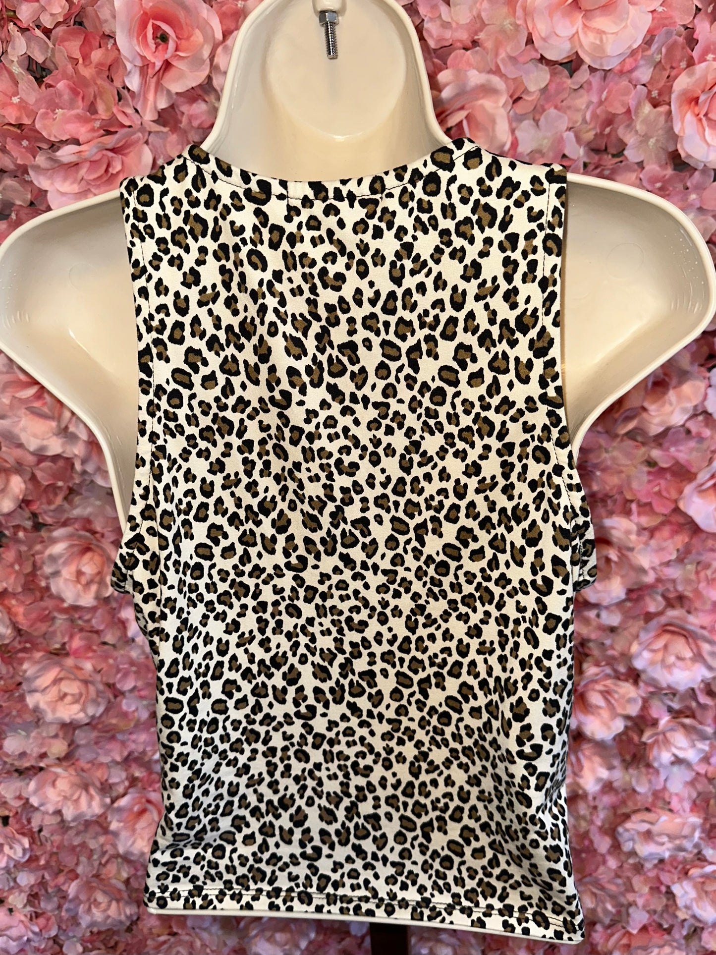 gaze (Medium) Neutral Cheetah Print Cropped Tank Top