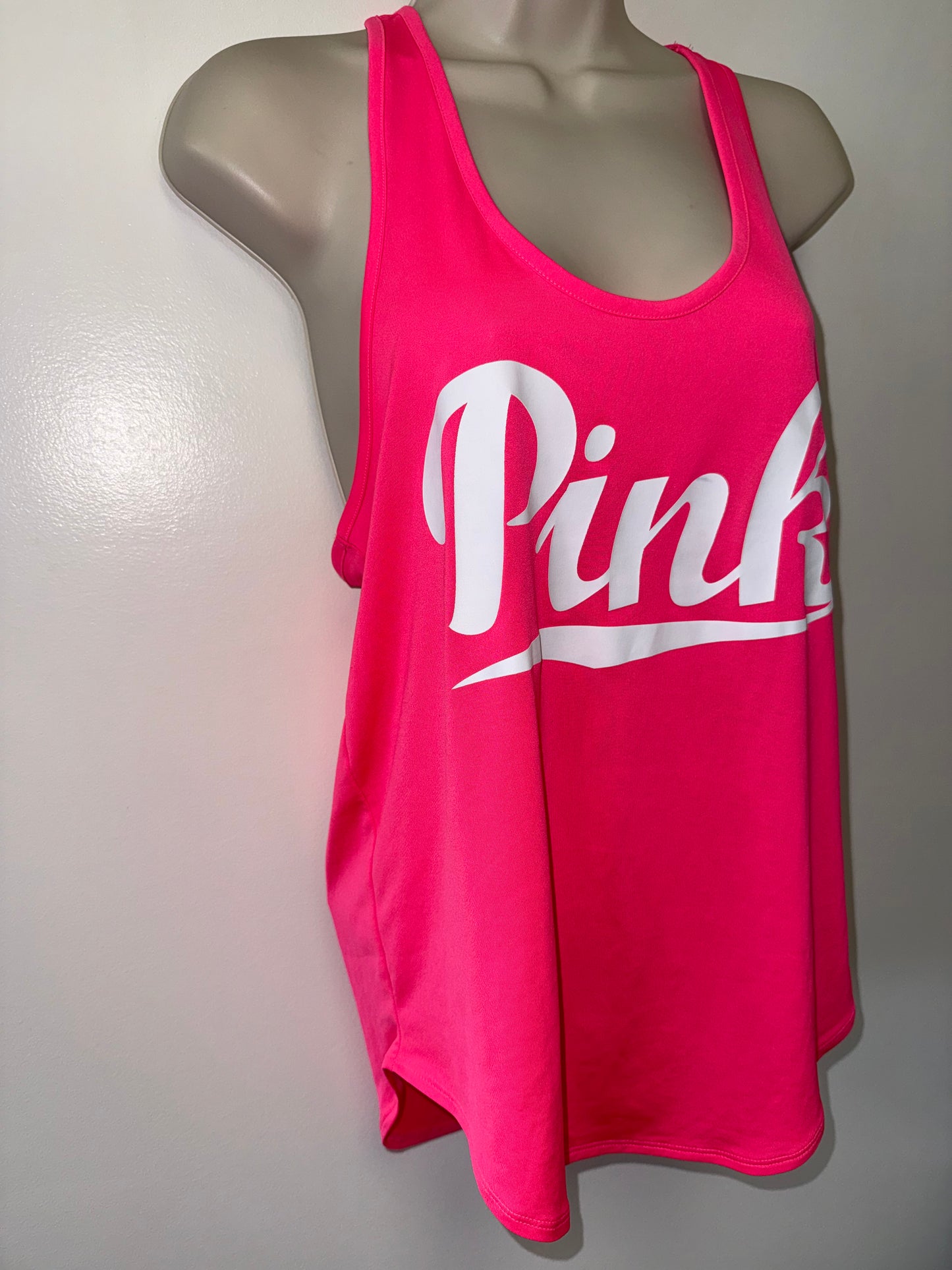 PINK Victoria's Secret (Small) Neon Pink/White Lightweight Tank Top