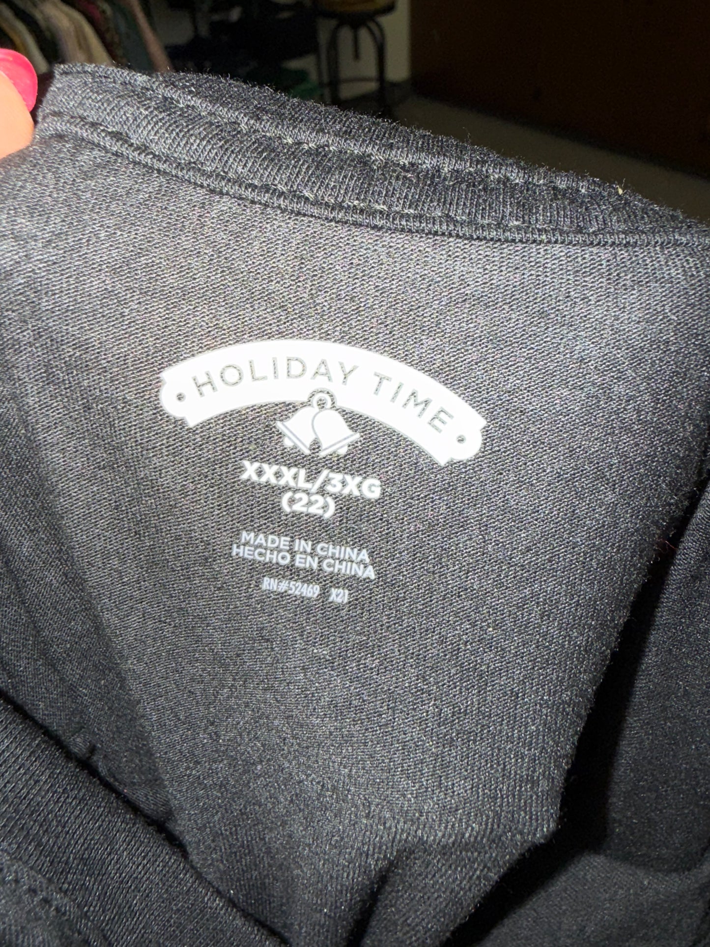 NWT Holiday Time (XXXL) Brand New Black Lightweight Christmas T-Shirt Apparel
