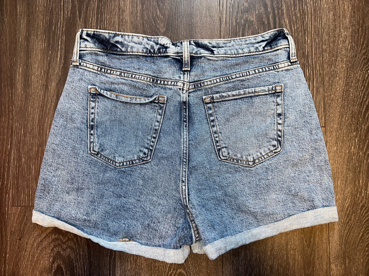 Wild Fable (12) Highest Rise Washed Pattern Denim Jean Shorts