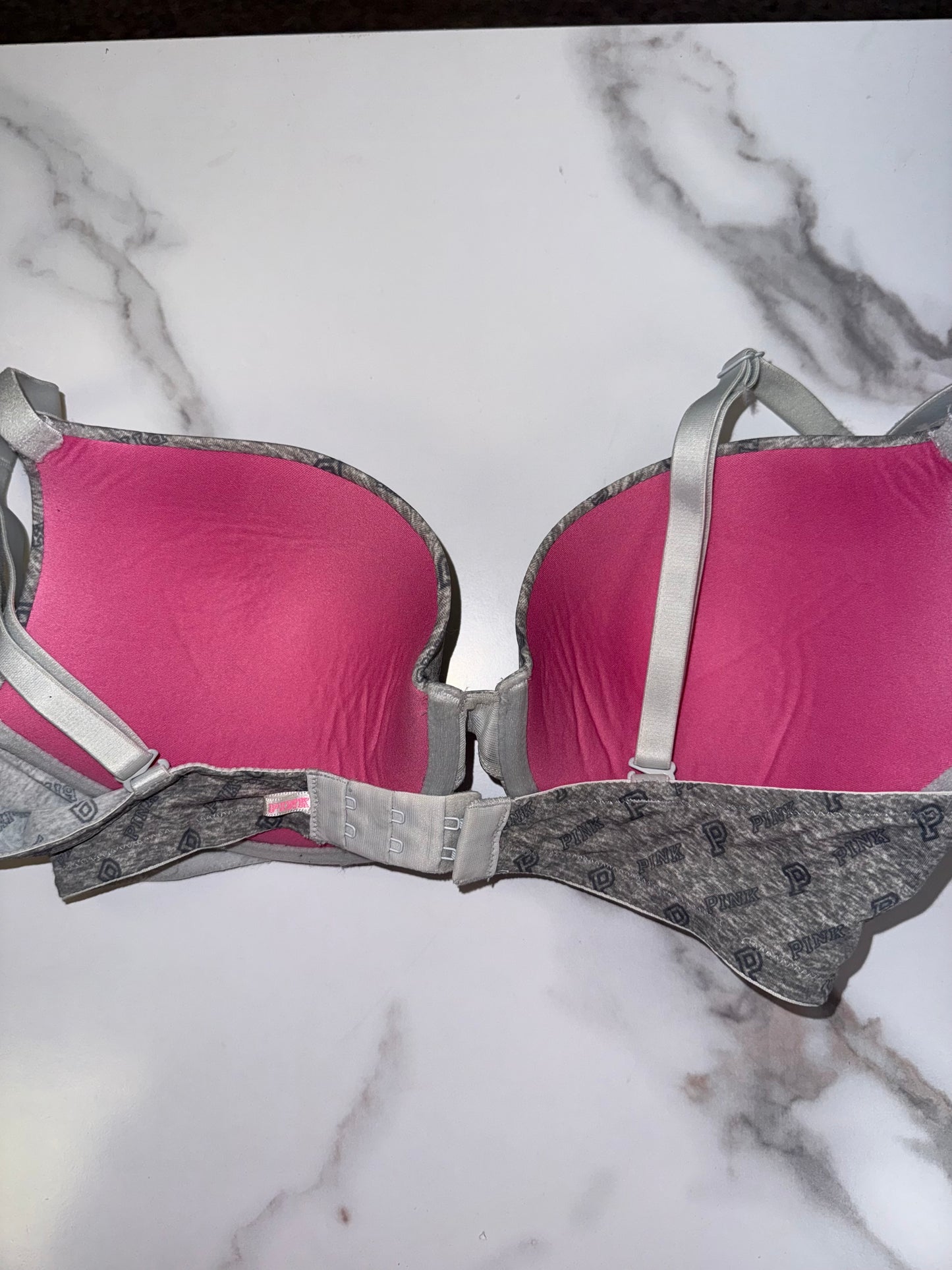 PINK Victoria's Secret Gray Heather Logo T-Shirt Bra