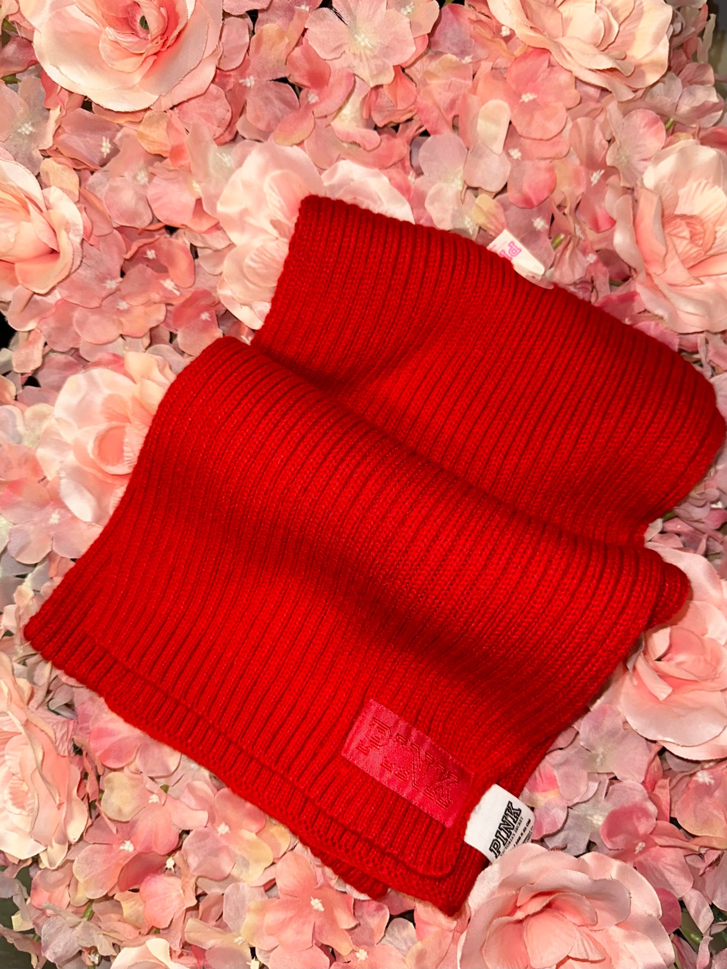 NWT PINK VS Brand New Red Knit Scarf