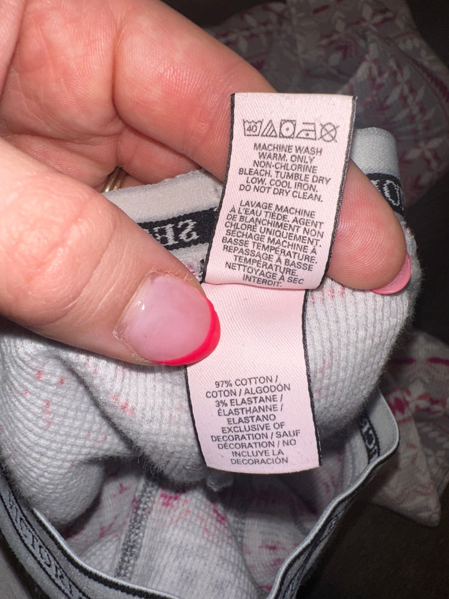 Victoria's Secret (Small) Pink Pattern Jogger Thermal PJ Pants