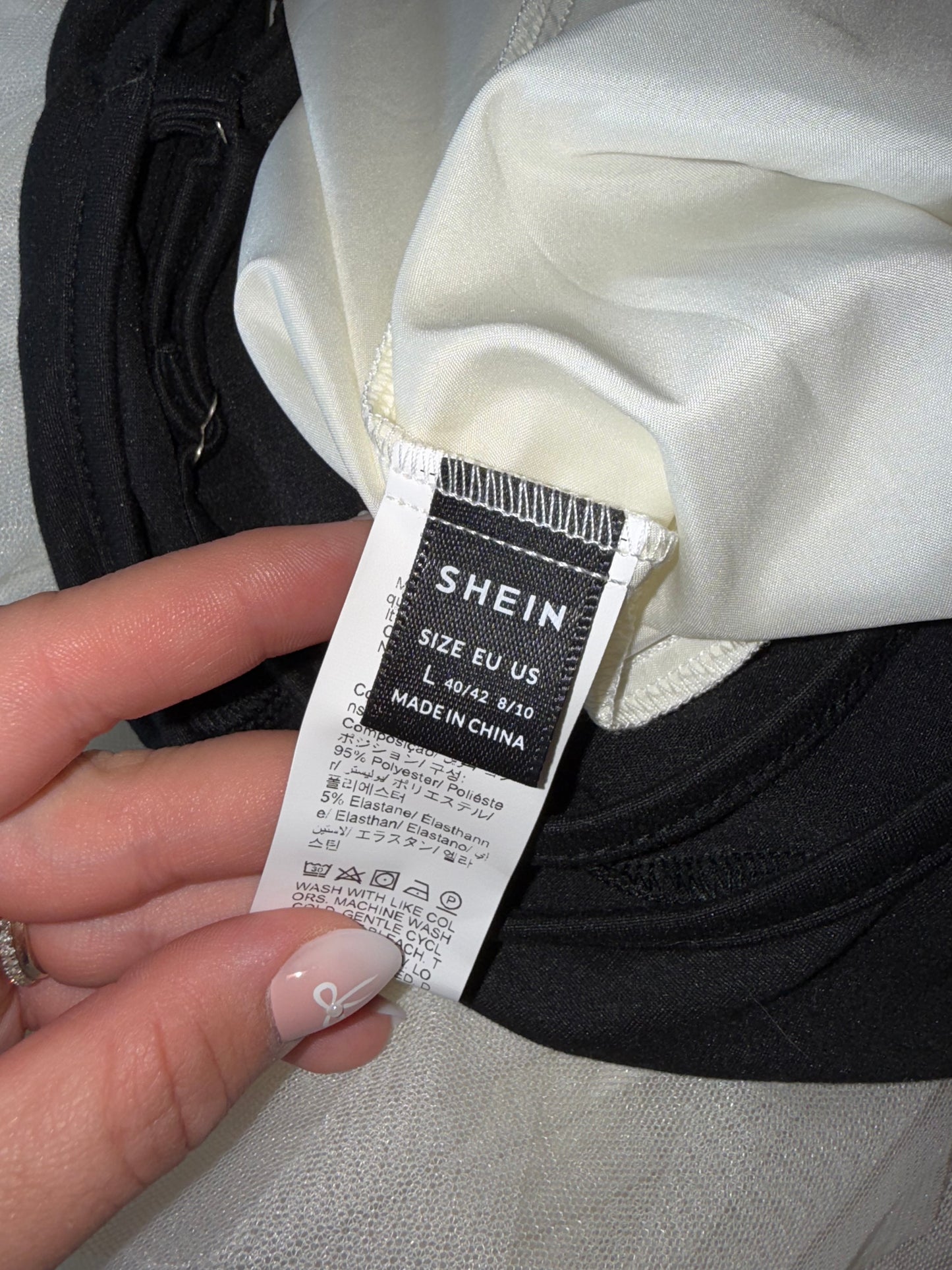 SHEIN (Large) Black & Cream Ruffled Sheer Dress