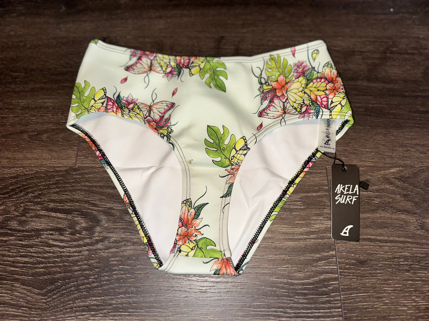 NWT (Large) Brand New Floral Pattern High Rise Swimwear Bottoms Bathing Suit