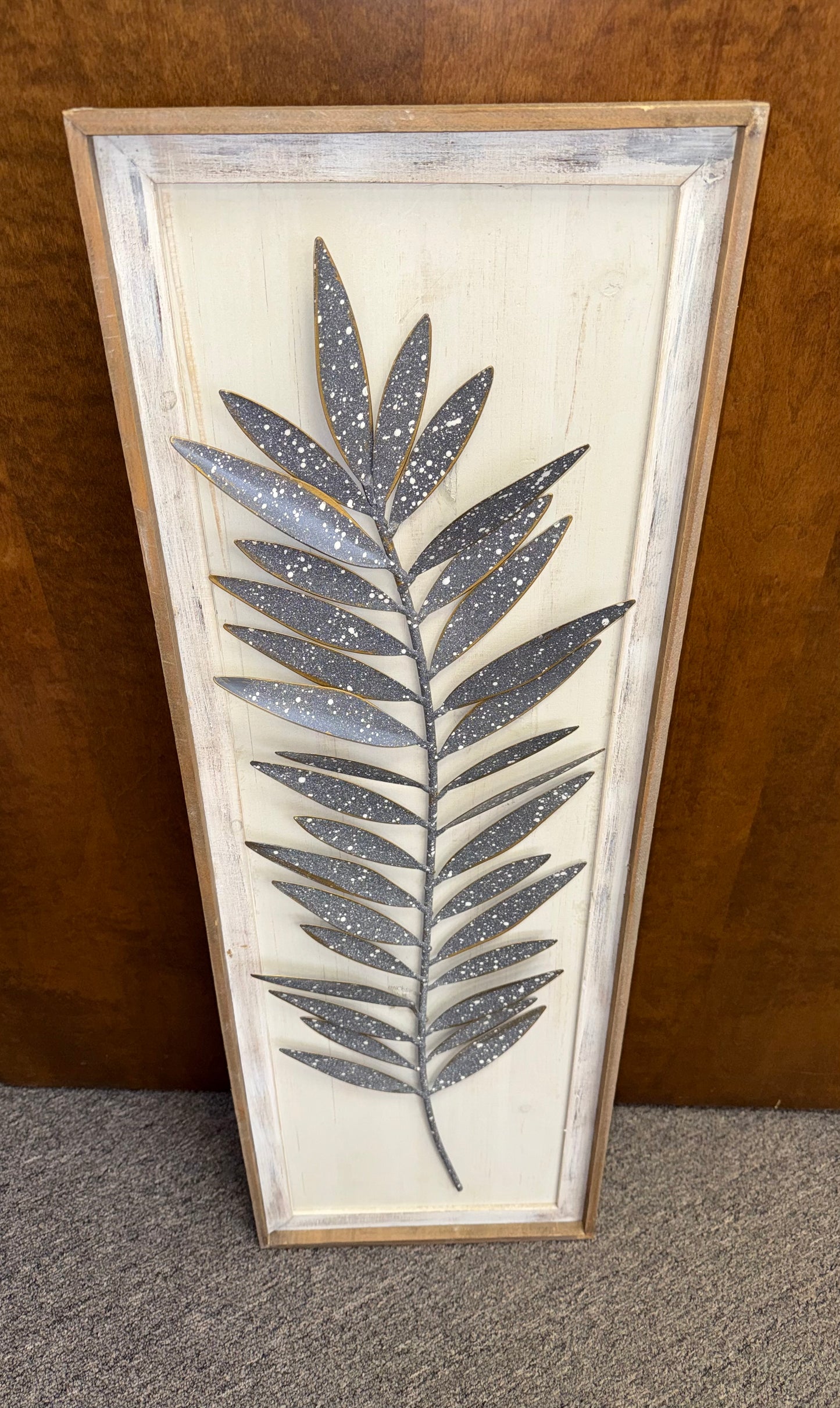 Wooden Hanging Sign with Metal Leaf