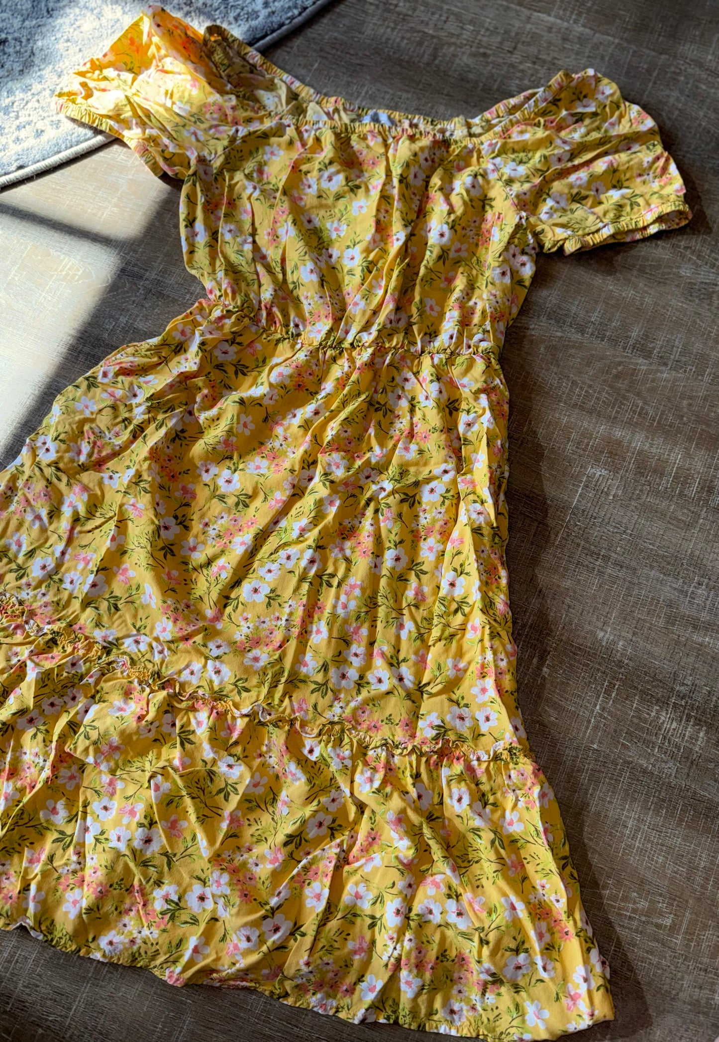 The Children's Place (Medium) Yellow Floral Off-The-Shoulder Maxi Dress