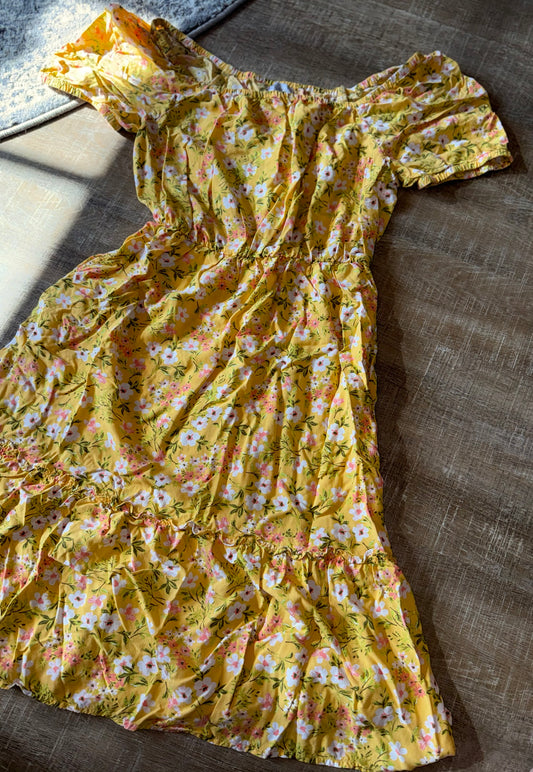 The Children's Place (Medium) Yellow Floral Off-The-Shoulder Maxi Dress