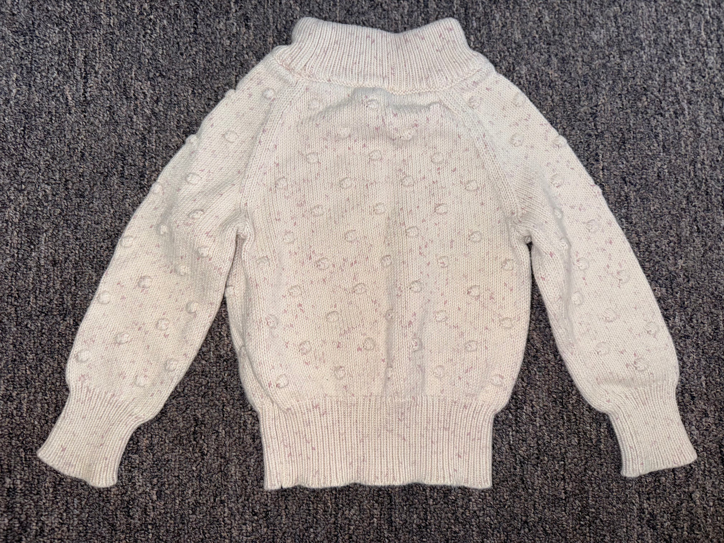 Jamie Kay (6-12 Months) Neutral Knit Sweater with Ribbed Trim & High Neck