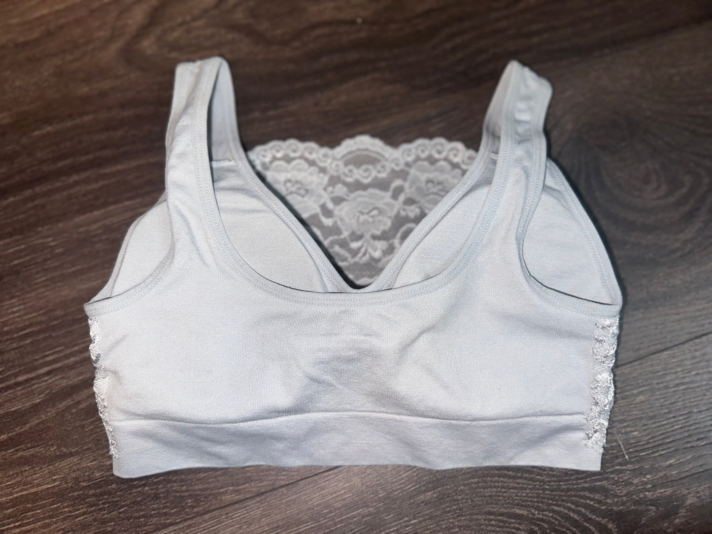 Zenana (S//M) Grey Lace Padded Sports Bra