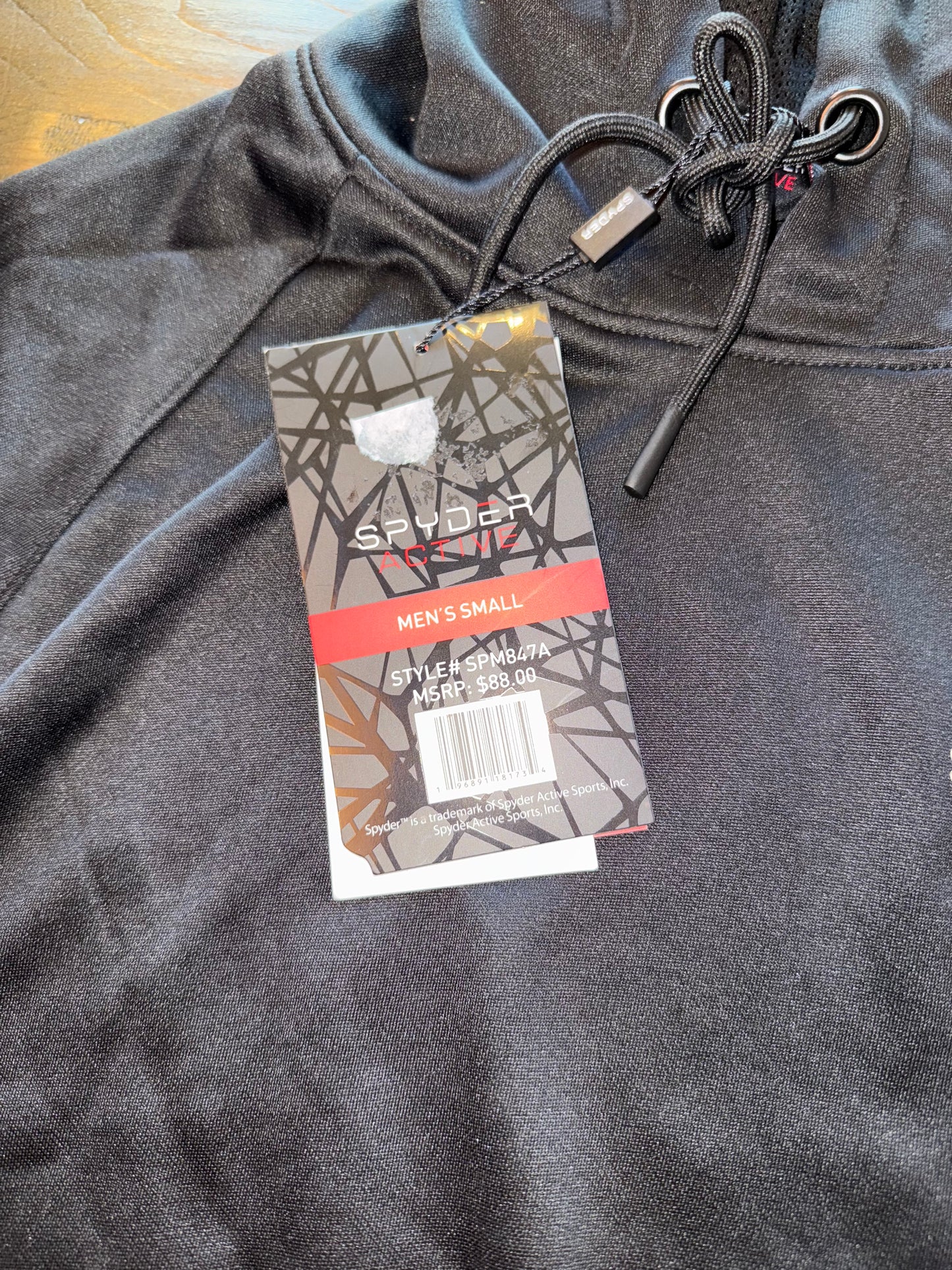 NWT Spyder (Small) Brand New Black Hoodie with Zipped Pocket on Sleeve