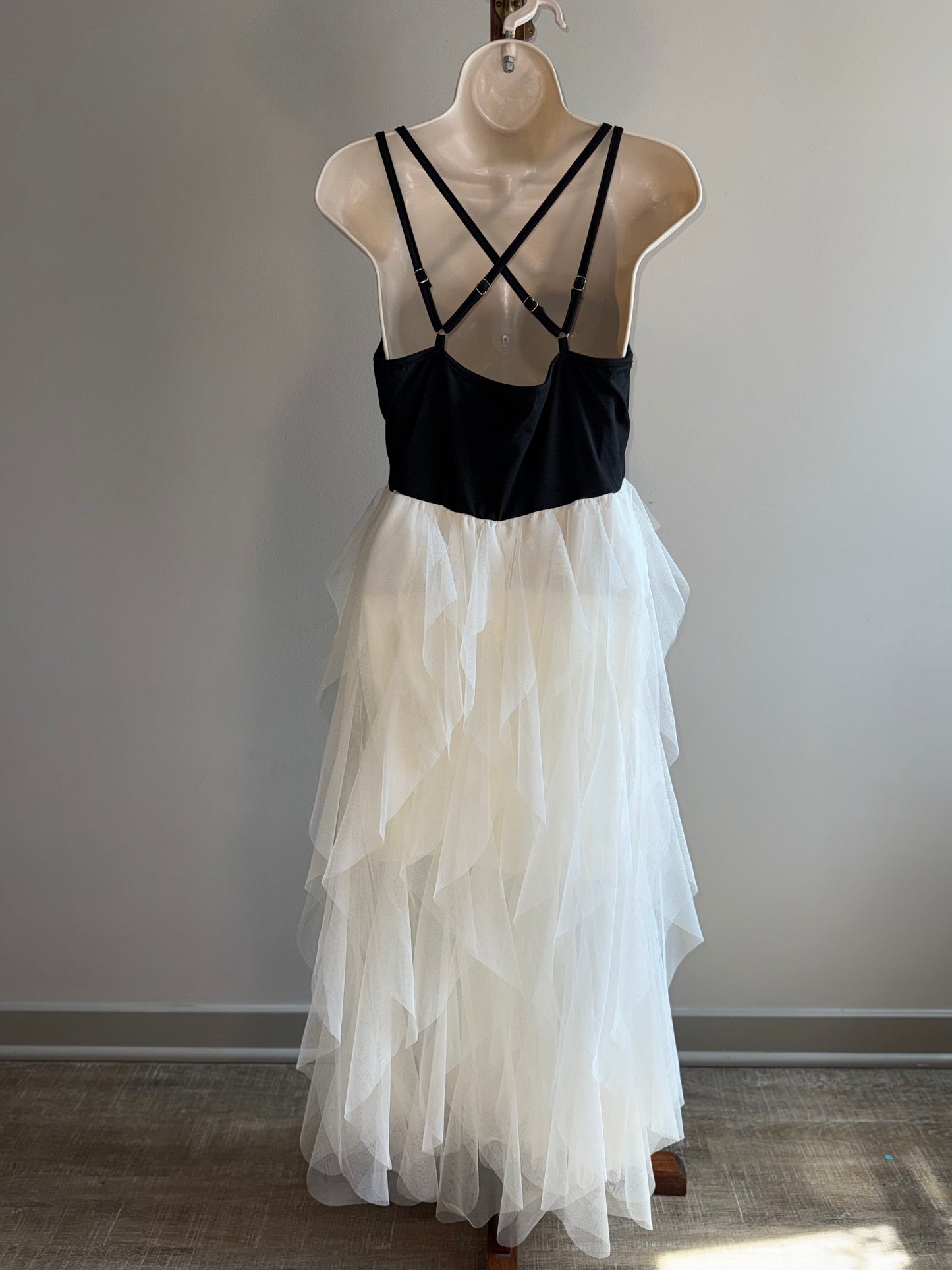 SHEIN (Large) Black & Cream Ruffled Sheer Dress
