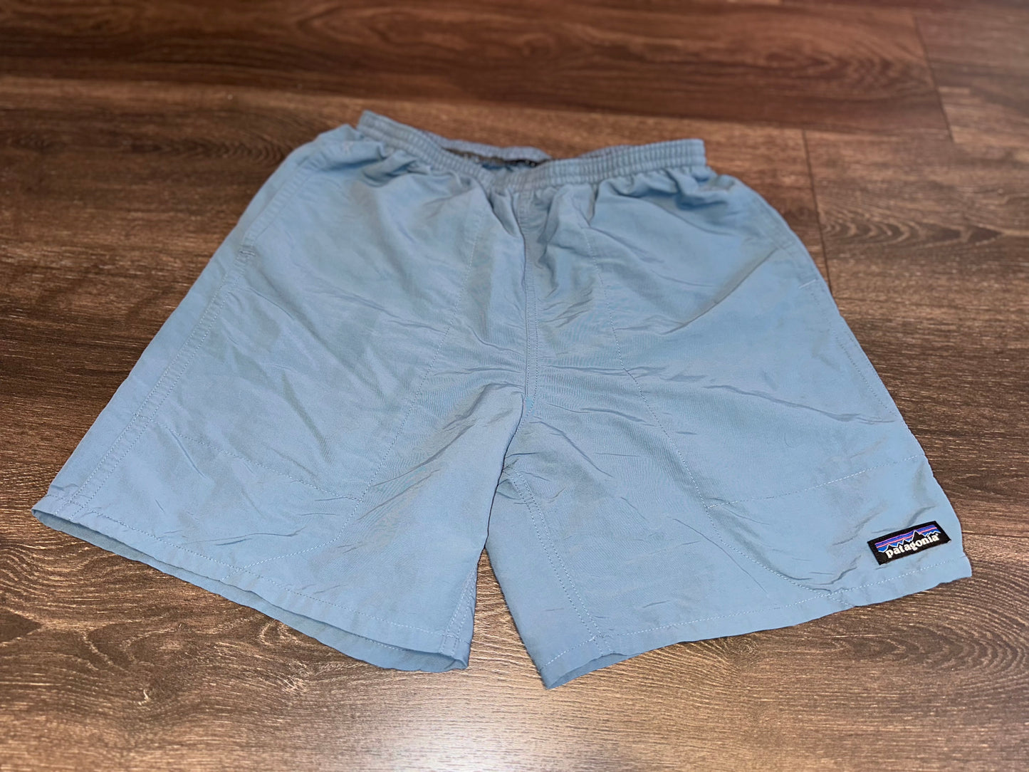 Patagonia Blue Drawstring Shorts with Buttoned Back Pocket